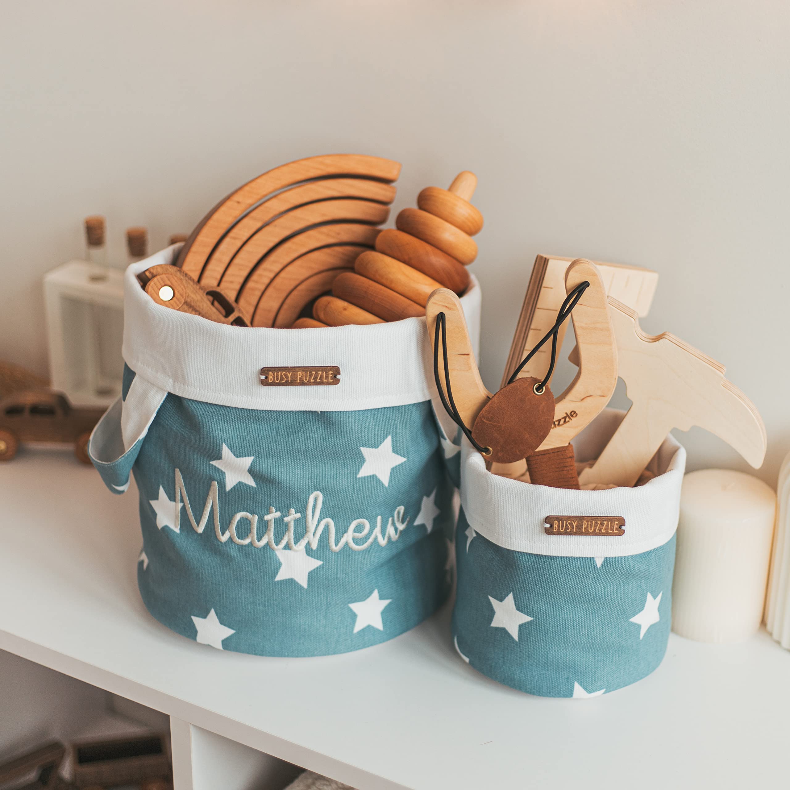 Personalized Kids Organizer Basket with Name Embroidery - Storage for Boys & Girls Toys, Nursery Decor - Perfect for Bedroom Organization and Playroom Storage
