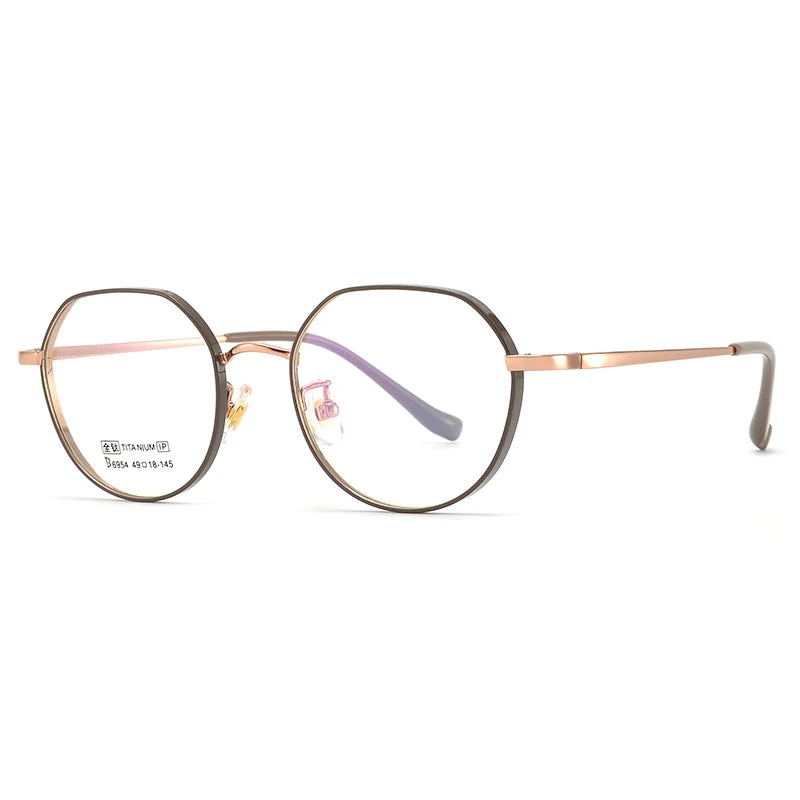 Bclear Unisex Full Rim Small Flat Top Round Titanium Eyeglasses 6954 - Lightweight & Durable Frame for Men & Women - Perfect for Reading, Work, and Everyday Use