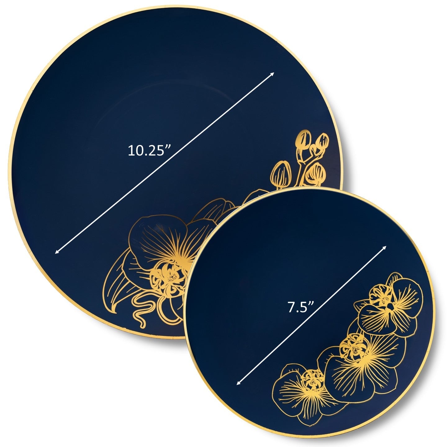 192-Piece Royal Blue & Gold Round Plastic Dinnerware Set - Elegant Disposable Plates, Cups & Cutlery for 96 Guests - Perfect for Weddings, Parties, Banquets & Special Events