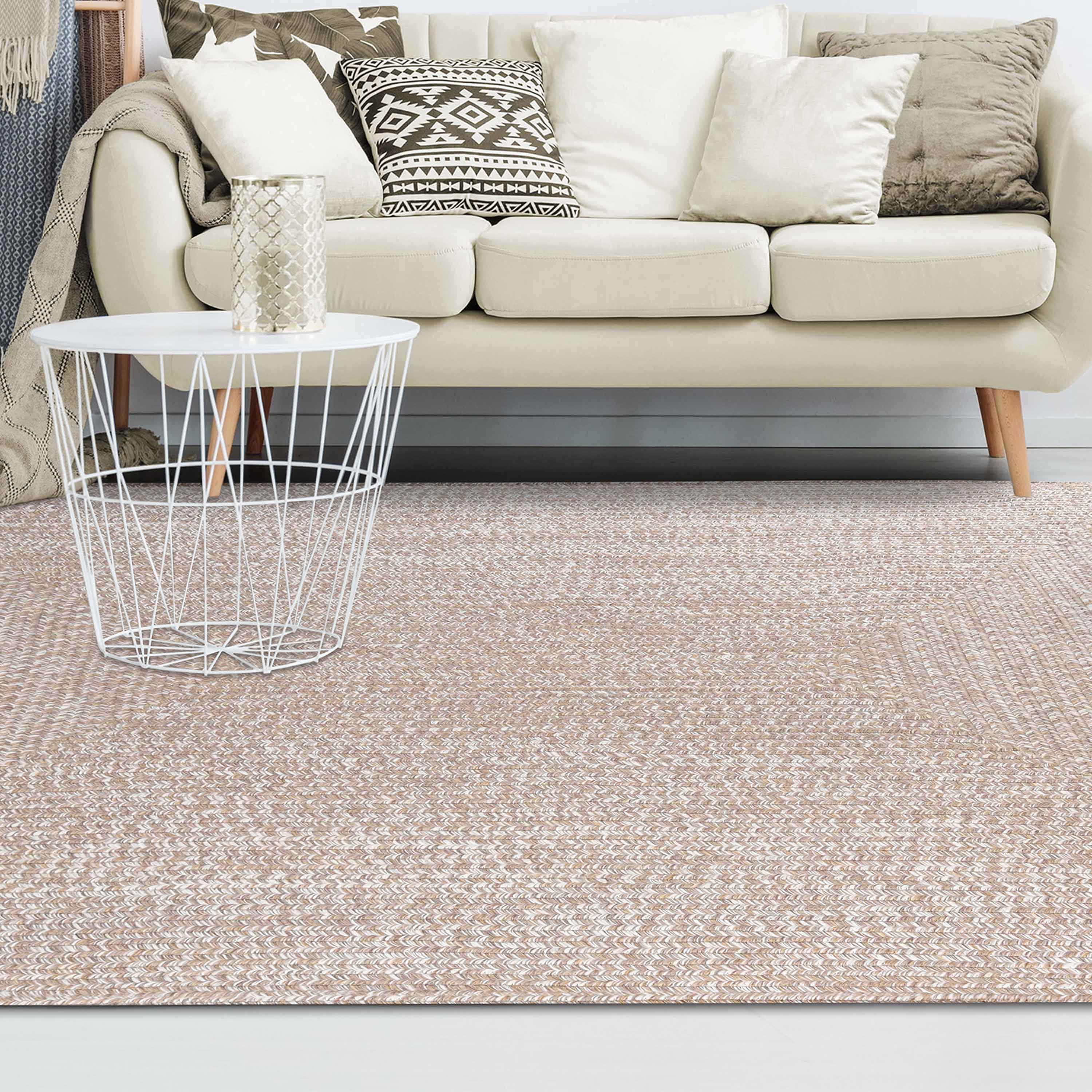 Two-Toned Braided Bohemian Area Rug - Indoor/Outdoor Use for Living Room, Patio & Bedroom Decor