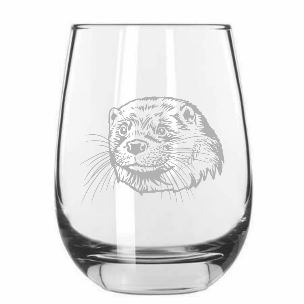 Otter Face Zoo Stemless Wine Glass 15.25oz - Perfect for Parties & Gifts
