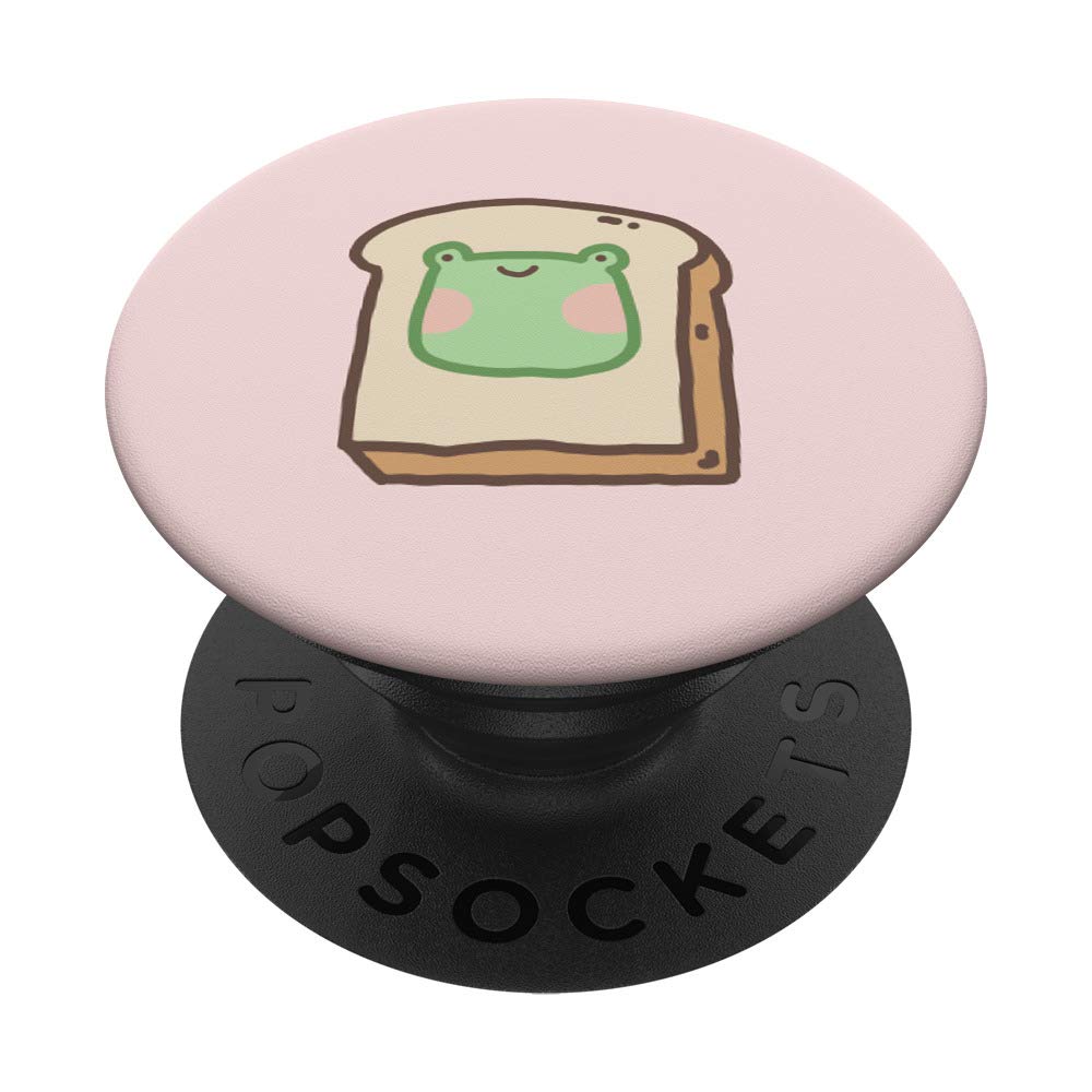 Funny Frog Milk Toast Cute Kawaii Aesthetic PopSockets PopGrip - Swappable Phone Grip for iPhone, Samsung & Tablets - Perfect for School, Work & Travel Accessories