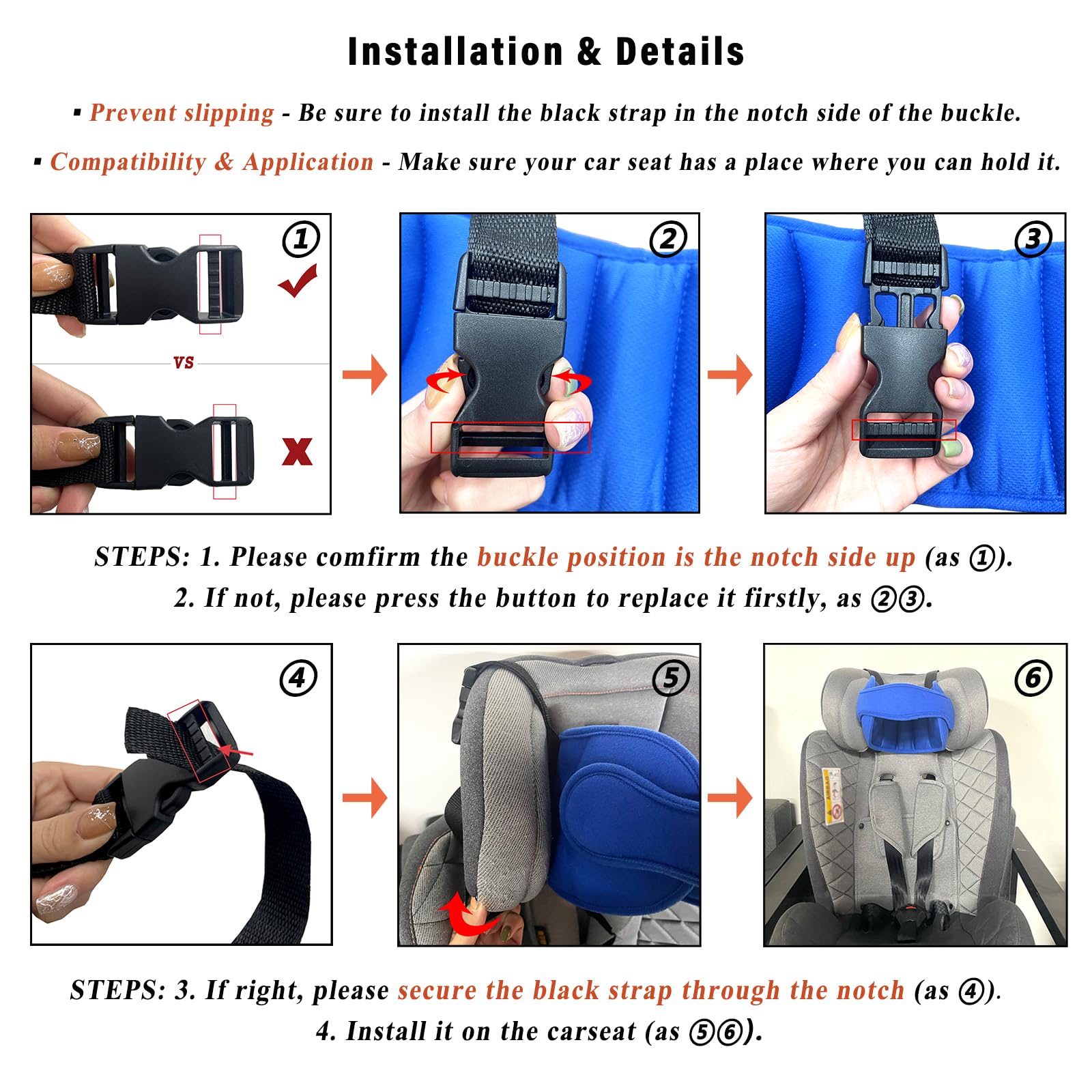 Adjustable Toddler Car Seat Head Support Band - Soft Safety Straps Cover for Neck Relief - Baby Head Support Cushion for Infants (Blue) - Perfect for Long Car Rides & Travel Comfort
