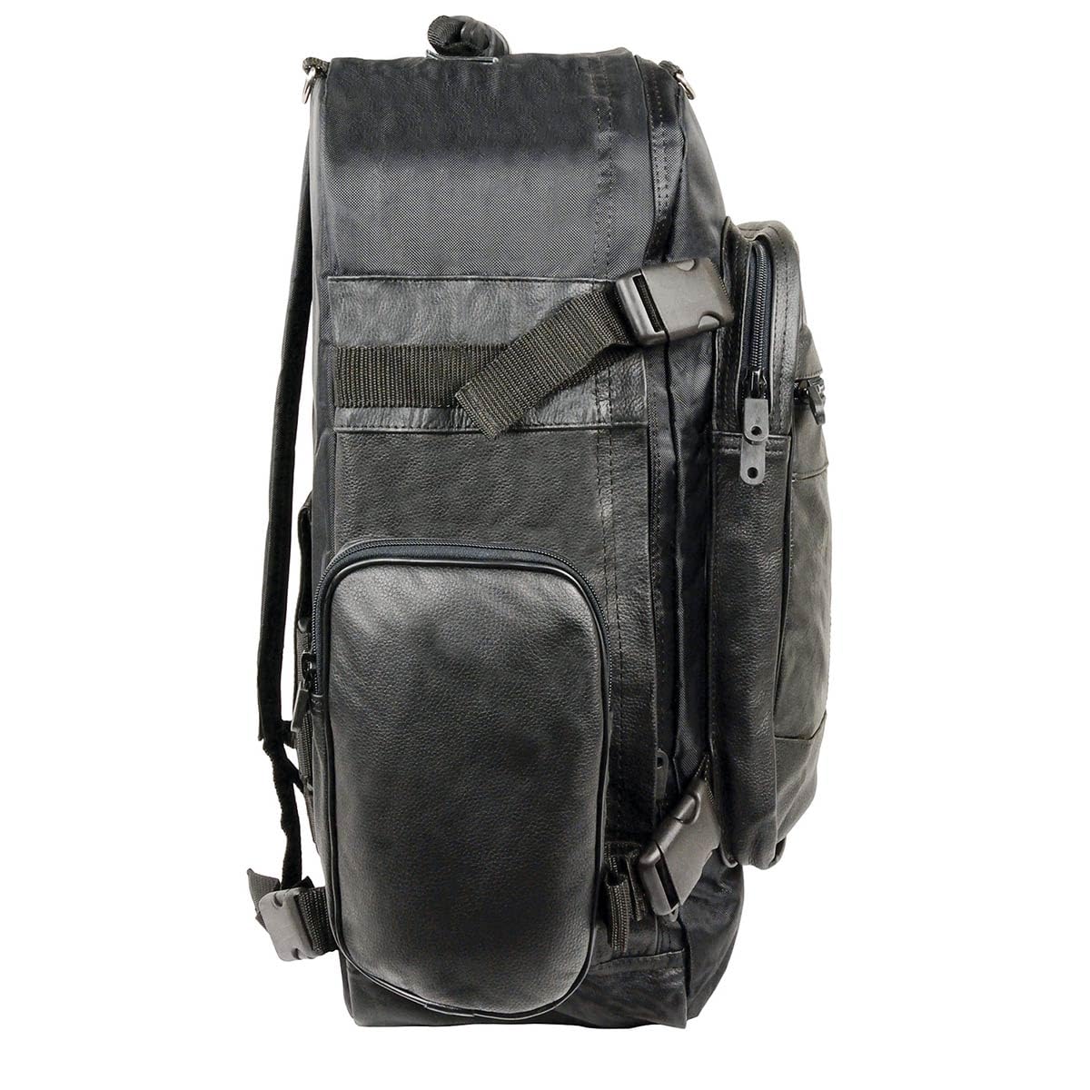 Milwaukee SH540 Medium Black Leather & Textile Motorcycle Sissy Bar Backpack - Durable Storage for Rides, Commuting & Road Trips - One Size Fits All