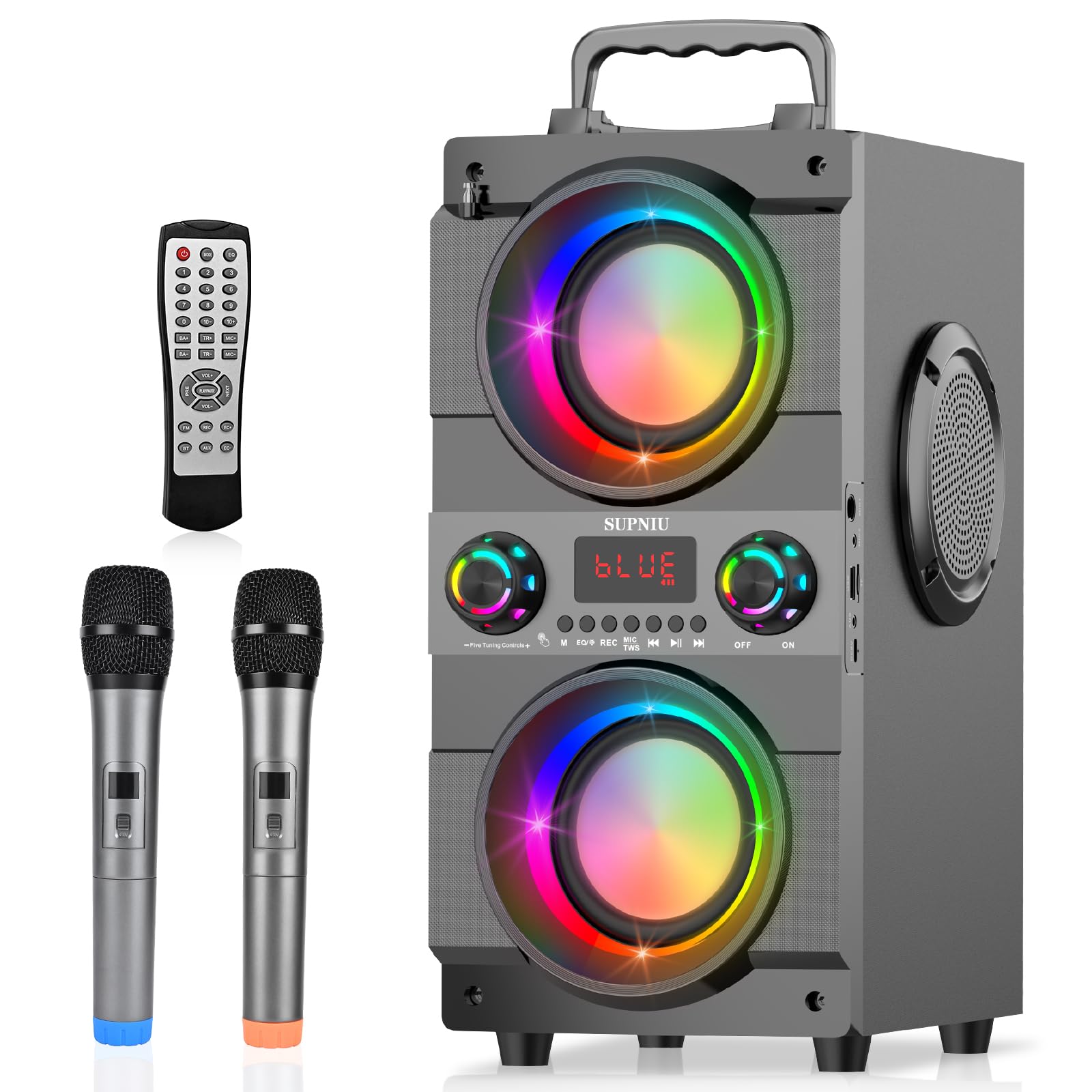 90W Powerful Bluetooth Speaker with Deep Bass, Wireless Portable Outdoor Speaker with Subwoofer, Dual Mic, FM Radio & Colorful LED Lights - Perfect for Home Parties, Camping, Beach & Outdoor Gatherings (Bluetooth 5.0, TWS Pairing, EQ Controls)
