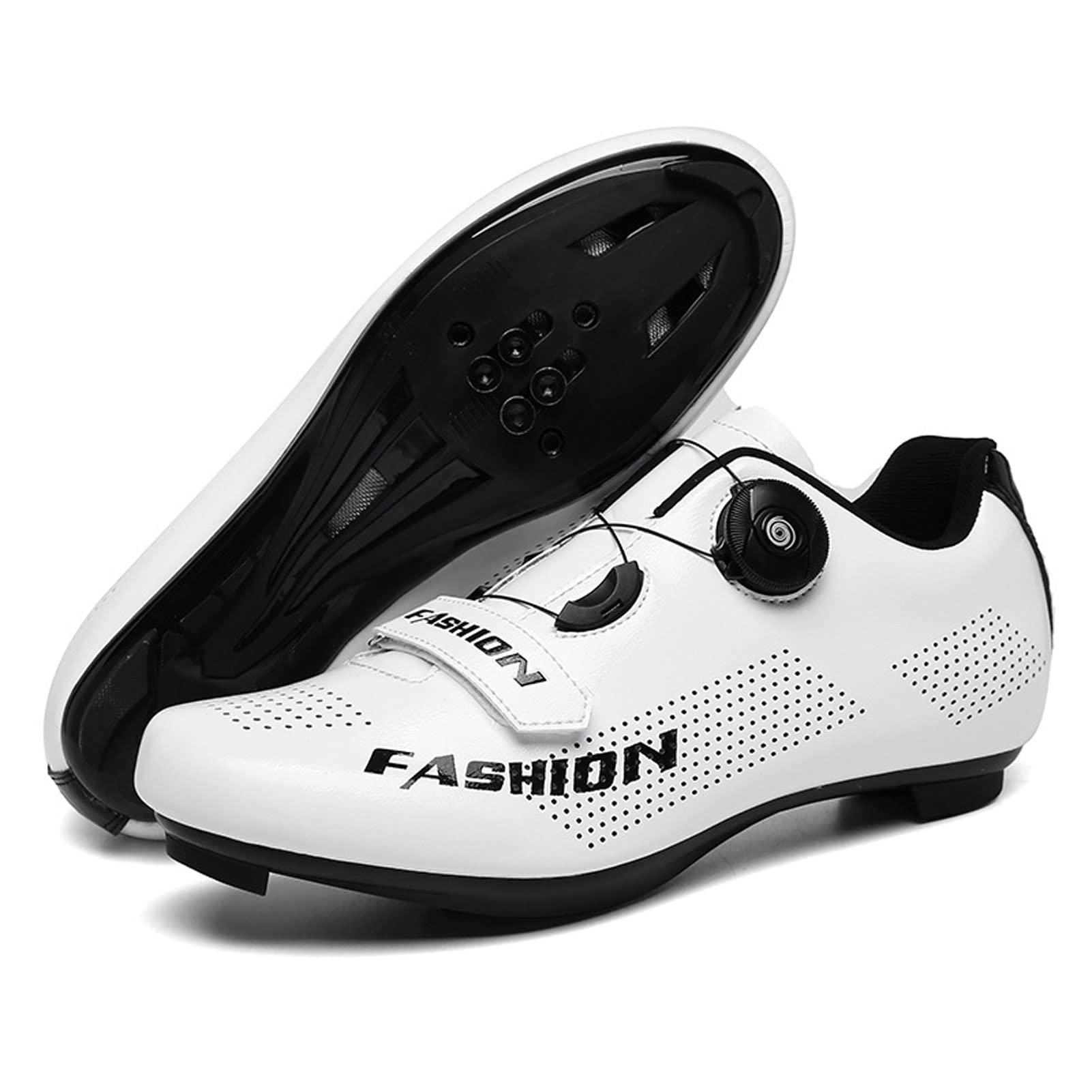 ZXXY White Breathable Men's & Women's Road & Mountain Bike Cycling Shoes - SPD Cleat Compatible, Size 40, Non-Slip Road Sole - Perfect for Commuting, Racing & Outdoor Cycling Adventures