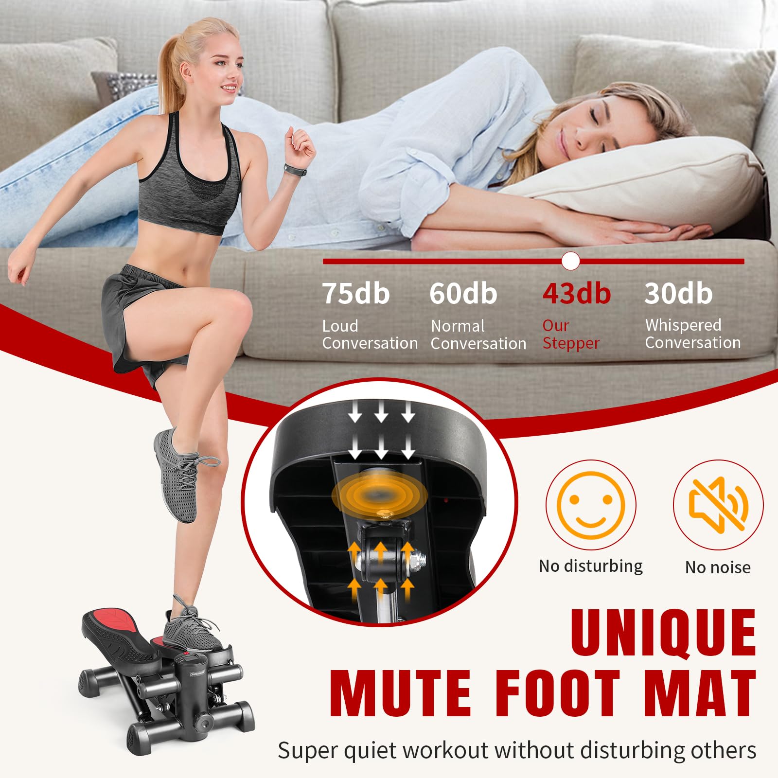 Ktaxon Steppers for Home Exercise - Adjustable Height Stair Stepper with Resistance Bands, 330LBS Capacity, Quiet Mini Stepper with LED Display | Perfect for Cardio, Leg & Arm Workouts at Home, Office or Gym