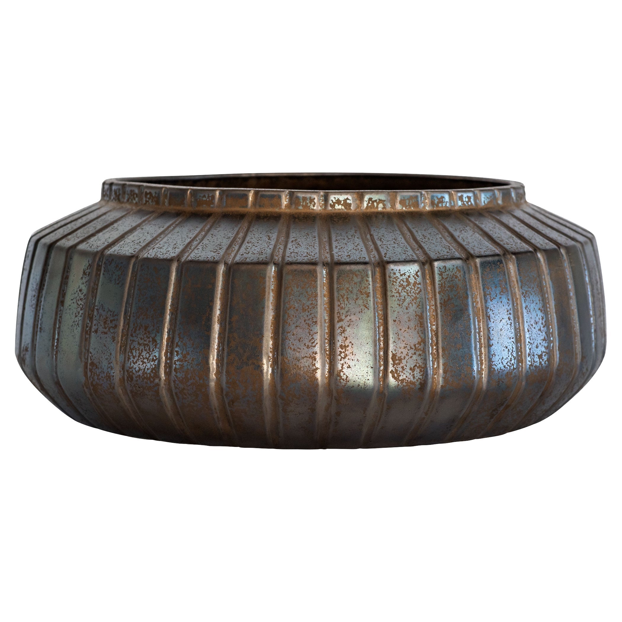 Cyan Design 11775 Ribbed Sweater Bowl - Crystal Bronze Glass Serving Bowl for Fruit, Salad, Desserts | Elegant Home Dining & Party Decor