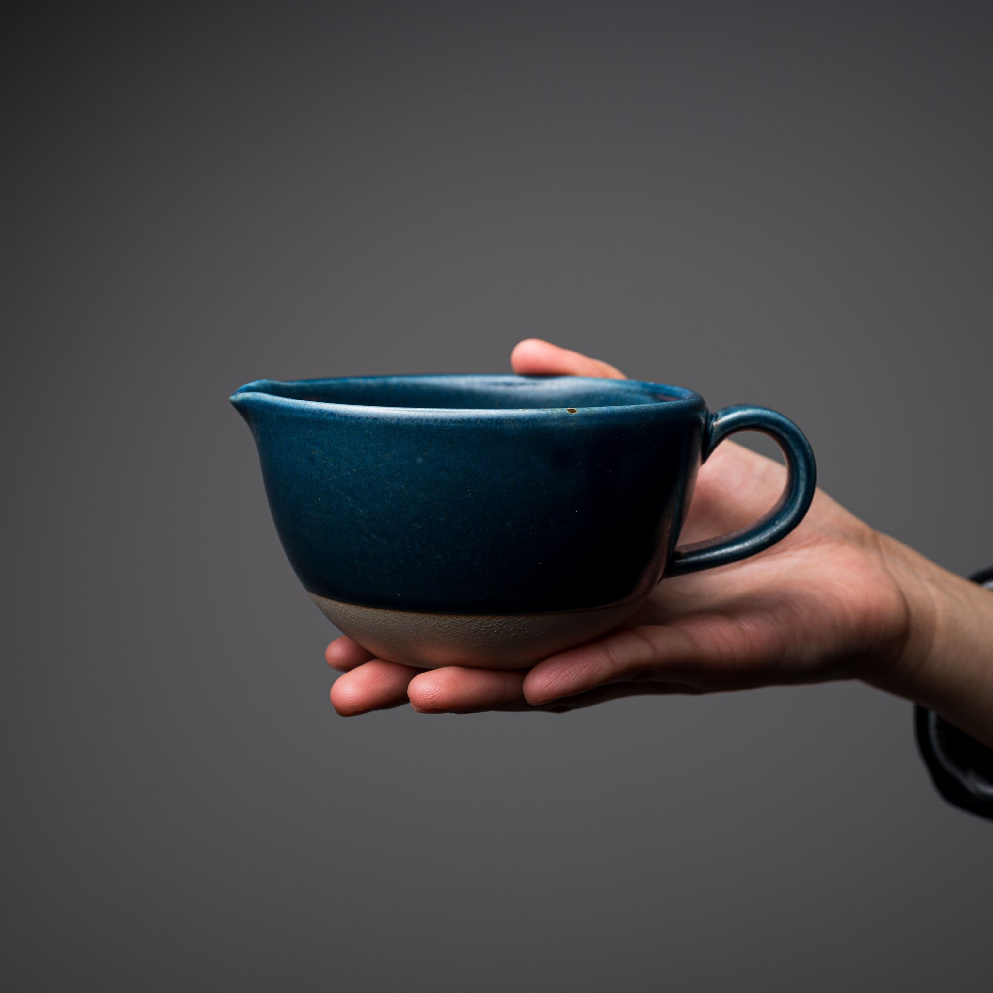 Premium Mino Bunzan Matcha Pouring Bowl - Traditional Japanese Ceramic Navy Blue Tea Bowl for Matcha Whisking & Serving | Perfect for Japanese Tea Ceremony, Home Decor & Gift