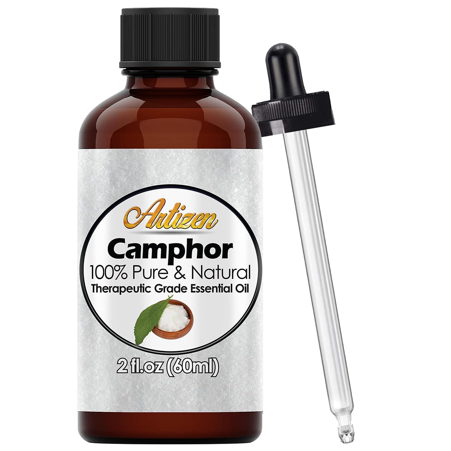 Artizen 2oz Camphor Essential Oil - 100% Pure Natural Aromatherapy Oil for Diffuser, Massage & Pain Relief - 2 Fluid Ounces