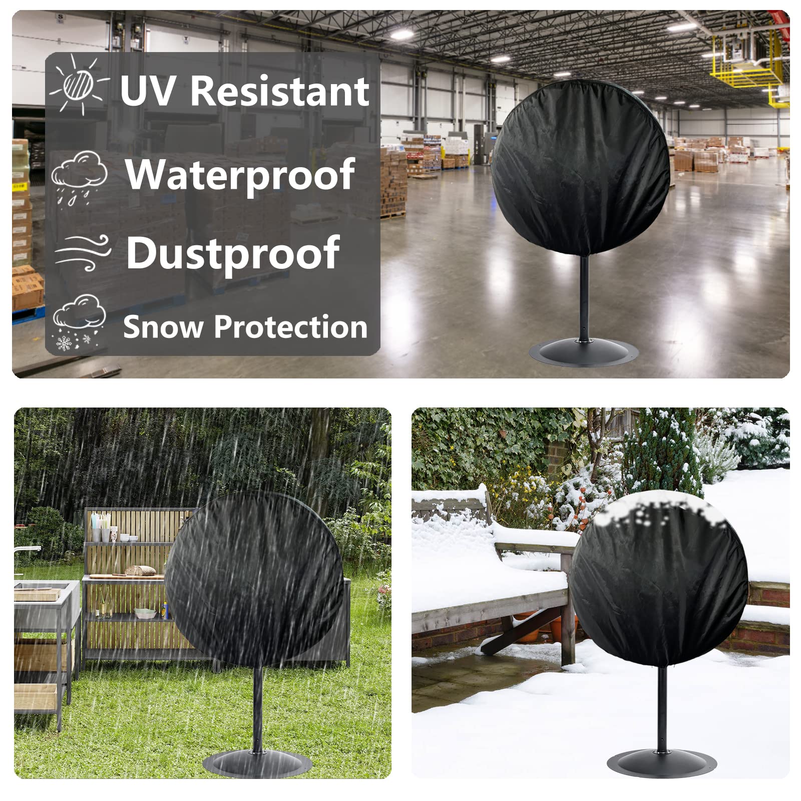 Bitubi Waterproof Outdoor Fan Cover - Heavy Duty 600D Oxford Dustproof Cover for 18-20 Inch Industrial & Pedestal Fans - Black | Perfect for Garage, Workshop, Patio & Outdoor Use