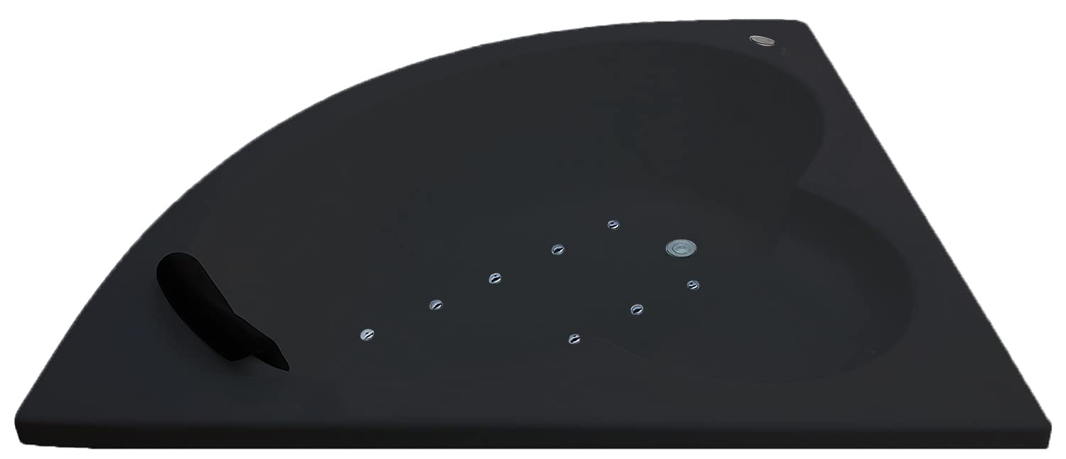 4FT MADONNA The Babe Acrylic Corner Bubble Massage Bathtub - Black | Spa Relaxation for Small Bathrooms & Master Suites