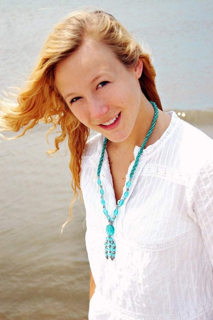Handmade Bali Summer Necklace in Blue & Silver - Perfect for Beach Vacations, Weddings & Boho Fashion
