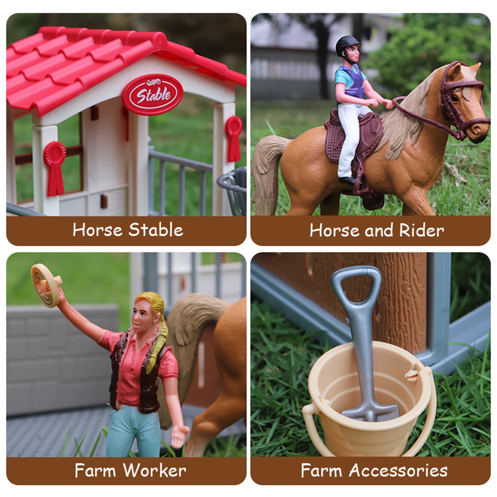 **31-Piece Horse Stable Playset with Wash Area, Fence & Mustang Stallion – Realistic Horse Barn Toy Set for Kids, Boys & Girls – Perfect for Imaginative Play, Farm Adventures & Gift Giving**