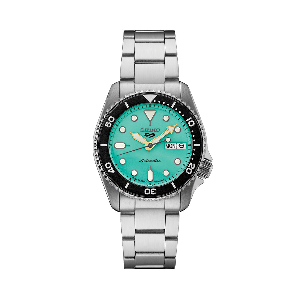 SRPK33 5 Sports 38mm Green Stainless Steel Watch with Bracelet - Perfect for Running, Swimming & Outdoor Activities