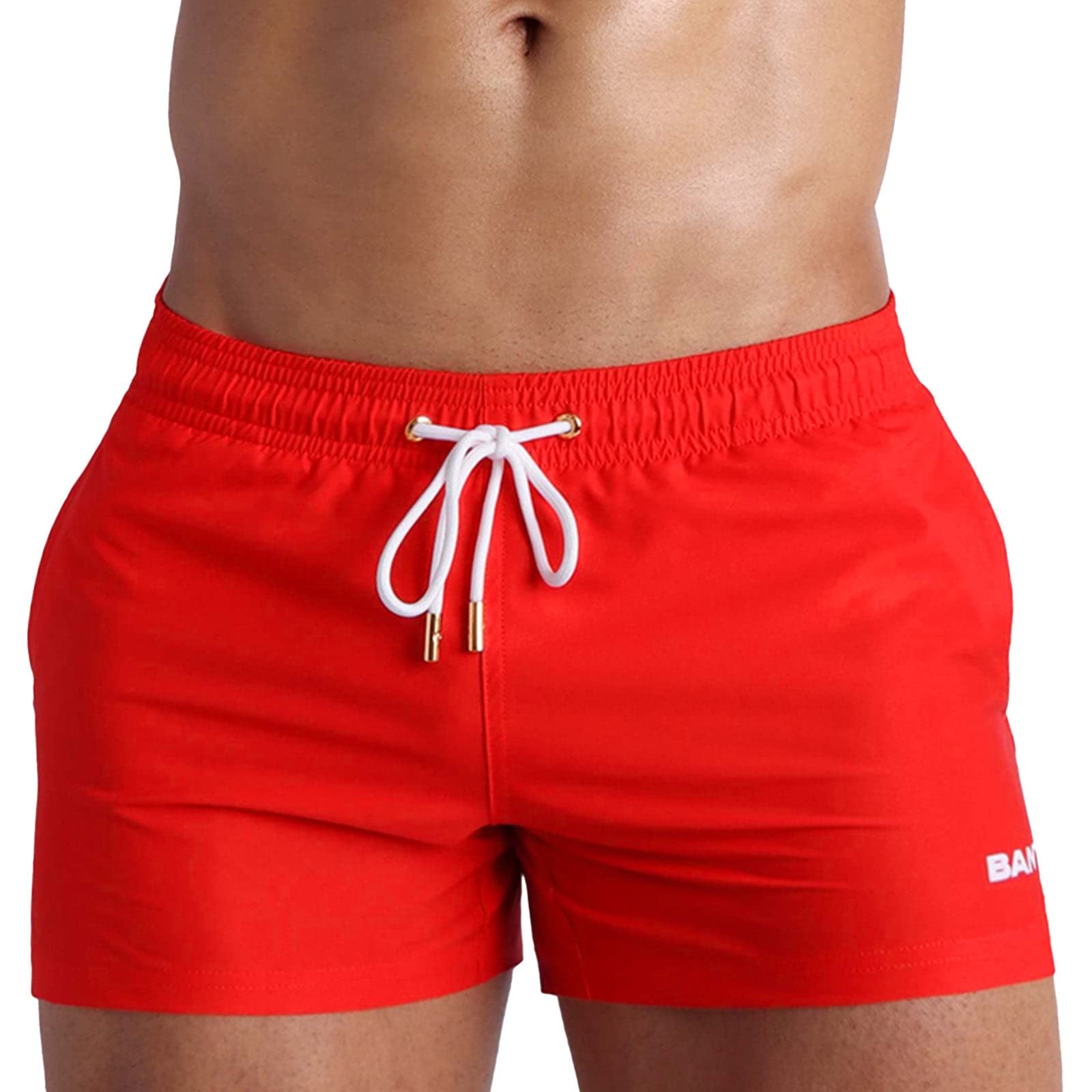 **Men's Quick-Dry Swim Trunks - Stretchy Elastic Waistband & Shorter Length - Perfect for Beach, Pool & Water Sports**