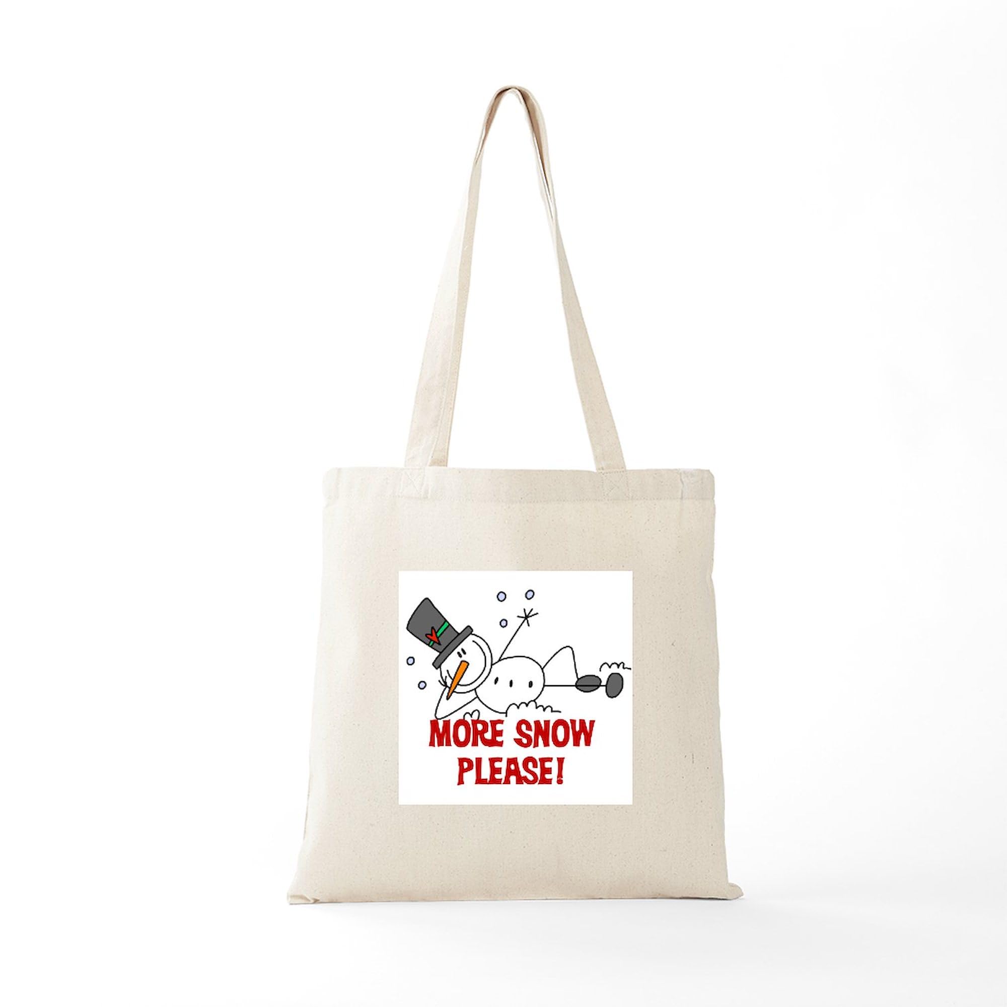More Snow Snowman Tote Bag - Natural Canvas Reusable Shopping Bag for Groceries, Beach & Holiday Gifts | Eco-Friendly Cotton Tote with Fun Winter Design