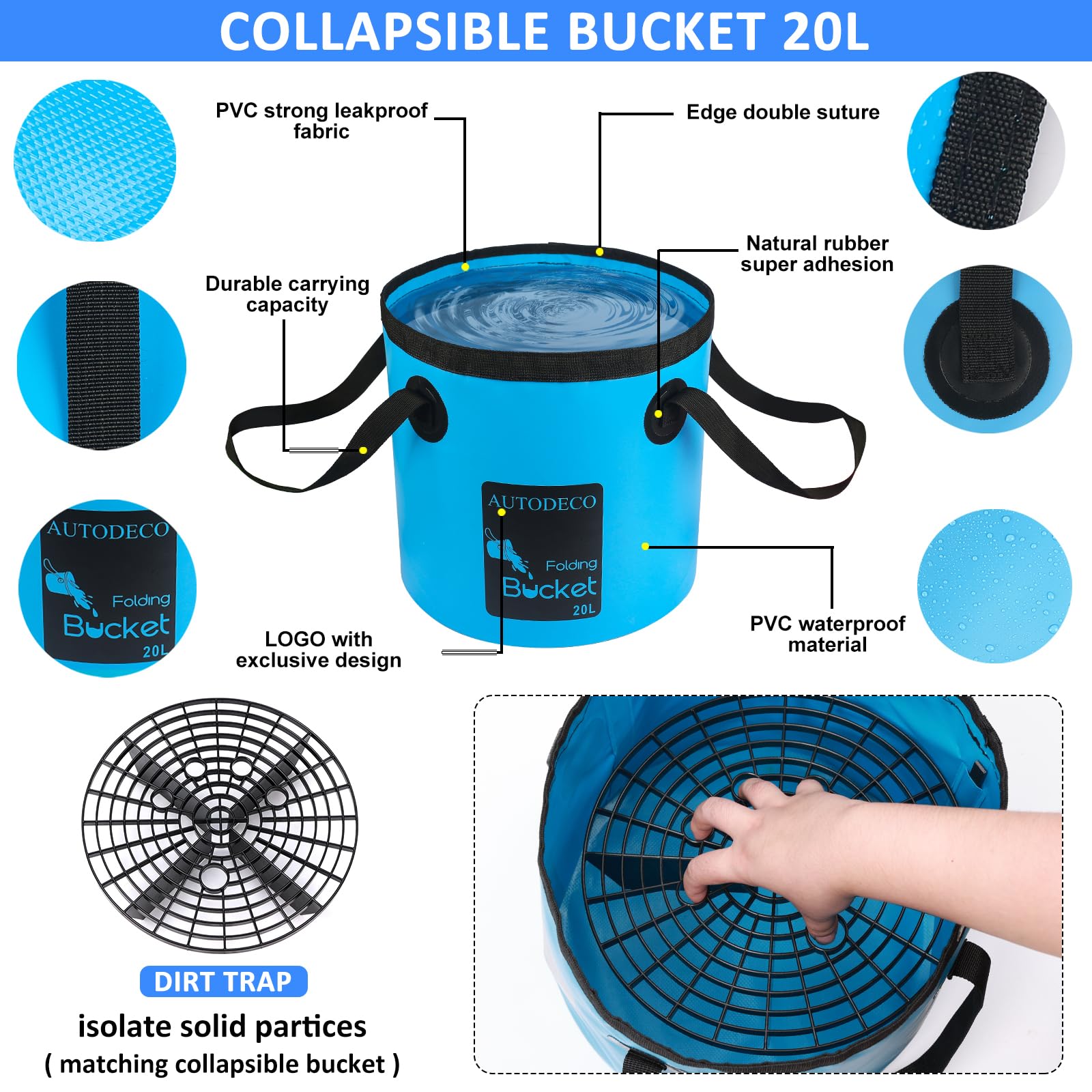 **AUTODECO 44-Piece Car Wash Detailing Kit – Foam Gun Sprayer, Long Handle Wash Mop, Collapsible Bucket, Large Wash Mitt & Towels – Complete Interior & Exterior Car Cleaning Supply Set (Blue) – Perfect for Home, Garage & Professional Auto Detailing**