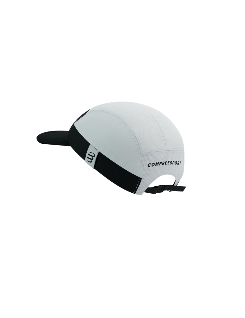 Compressport Unisex 5-Panel Lightweight Running Cap - White & Black for Men & Women - Perfect for Jogging, Hiking & Outdoor Sports