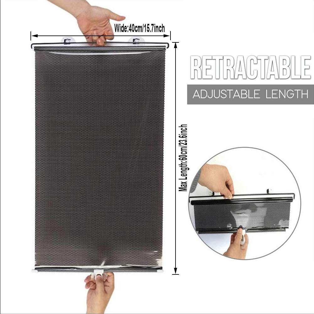 Universal Retractable Car Window Sunshade Roller - Blocks UV Rays & Heat for Side Windows - Fits Most Cars, Trucks, SUVs, Vans & RVs (2 Pack) - Perfect for Road Trips, Parking & Baby Protection