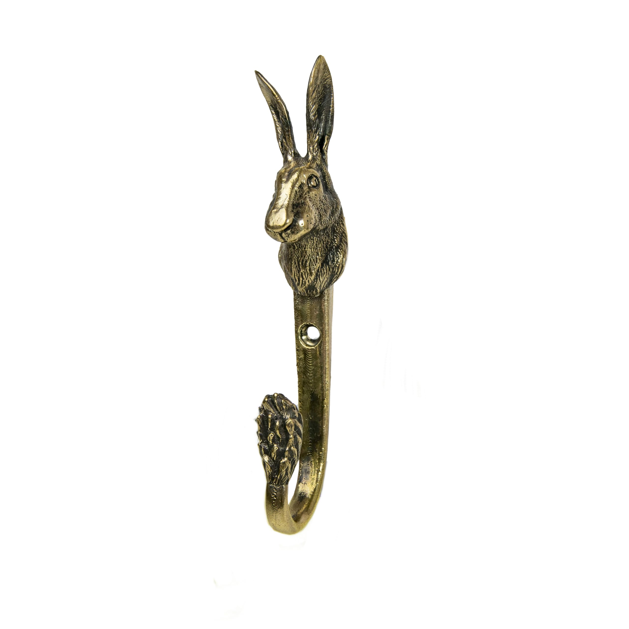 Handmade Brass Wall Hook with Forest Hare Design - Rustic Animal-Themed Decorative Hook for Coats, Towels, Hats & Bags - Unique Home Décor Accent for Entryway, Bathroom or Bedroom Organization