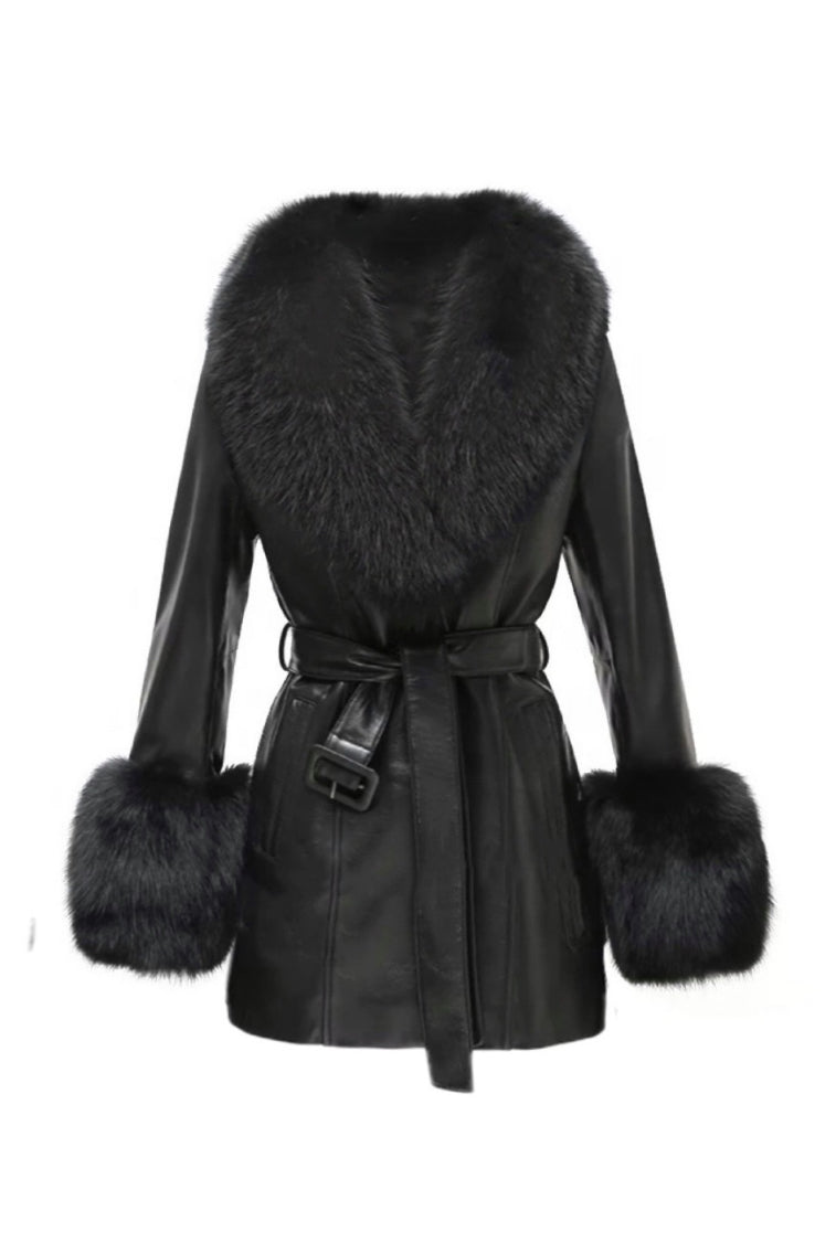 Susanna Chow Women's Roxy Genuine Leather Coat - Stylish Winter Jacket for Casual Outings & Date Nights