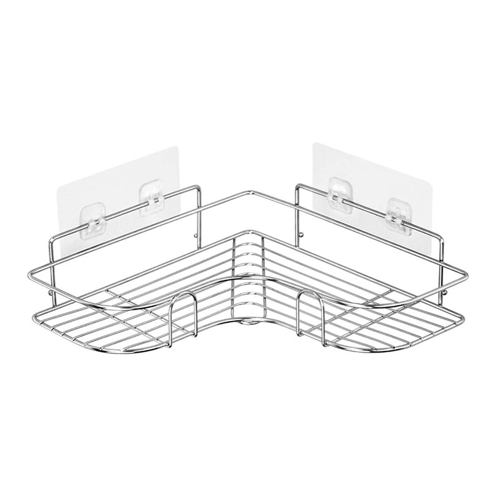 Stainless Steel Bathroom Shelf - Wall Mounted Triangle Storage Rack for Bathroom, Kitchen & Bedroom | No Drilling Required, Easy Installation | Space-Saving Organizer for Shower, Toiletries & Kitchen Supplies (Color: Black)