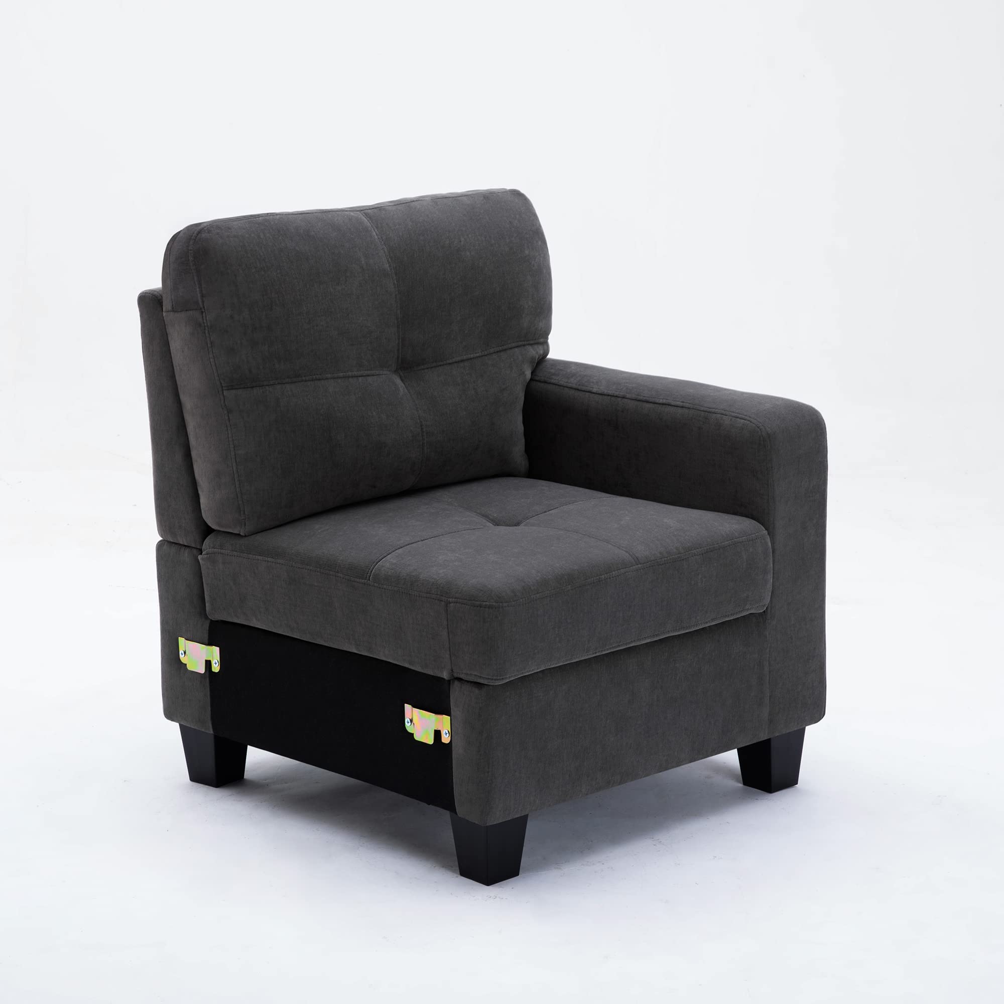 Modular Sectional Sofa Chair - Convertible Reversible Modern Living Room Couch Piece with Right Armrest (Dark Grey) | Perfect for Small Spaces, Apartments & Home Theater Seating
