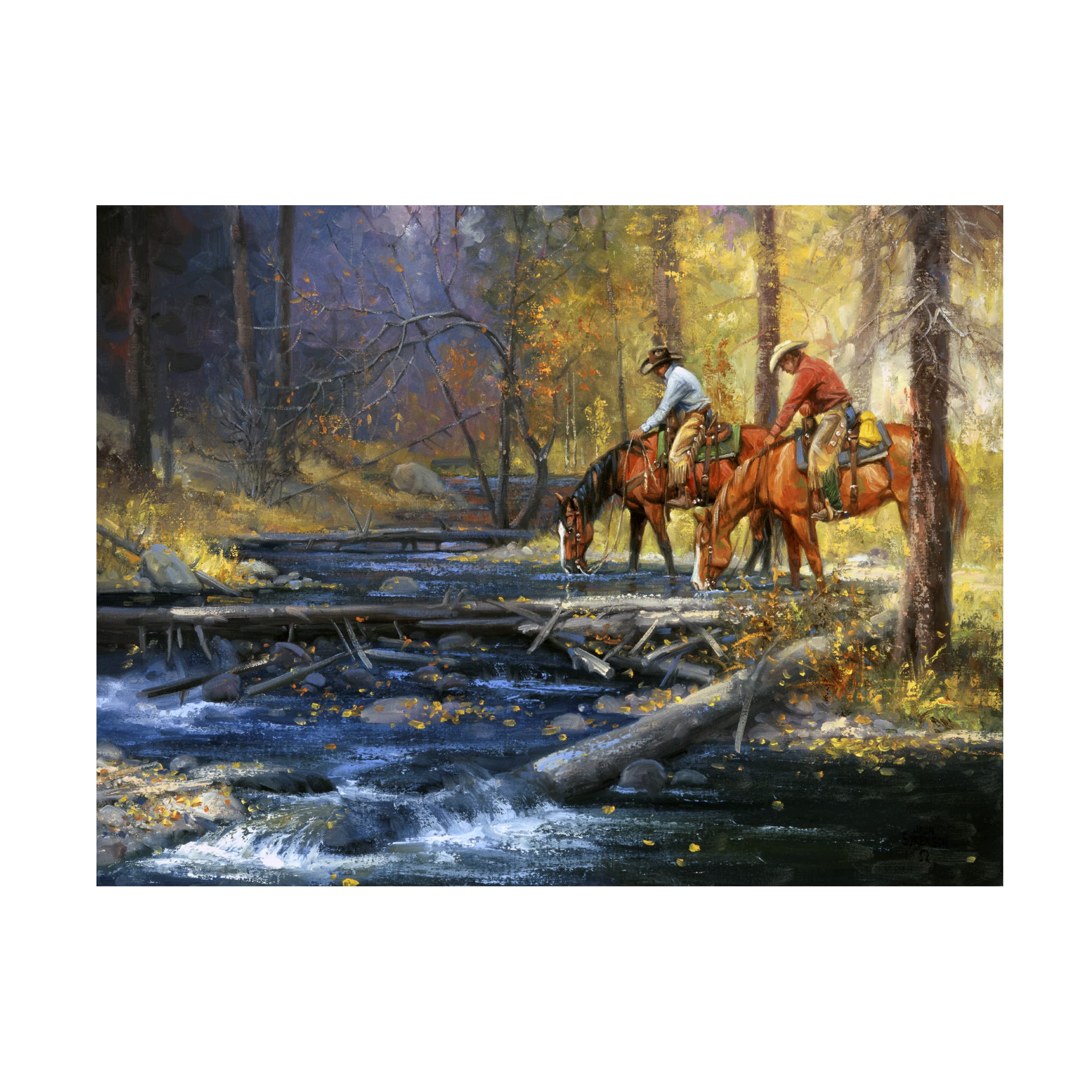 Jack Sorenson 'Cold Water And Falling Leaves' Canvas Wall Art Print - Modern Nature Landscape Painting for Living Room, Bedroom & Office Decor