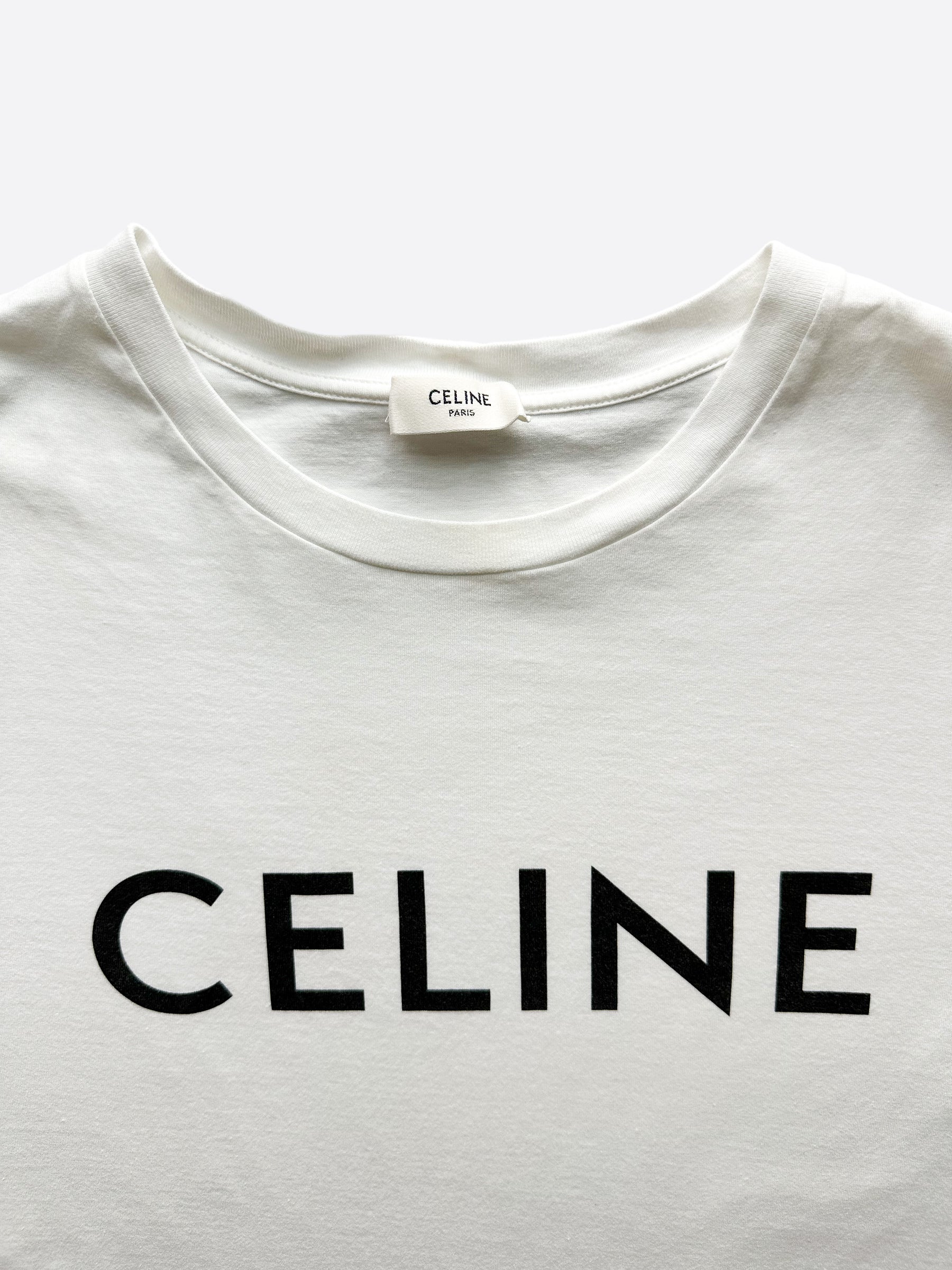 Celine White & Black Logo T-Shirt for Women | Stylish Casual Cotton Tee | Perfect for Everyday Wear & Street Fashion