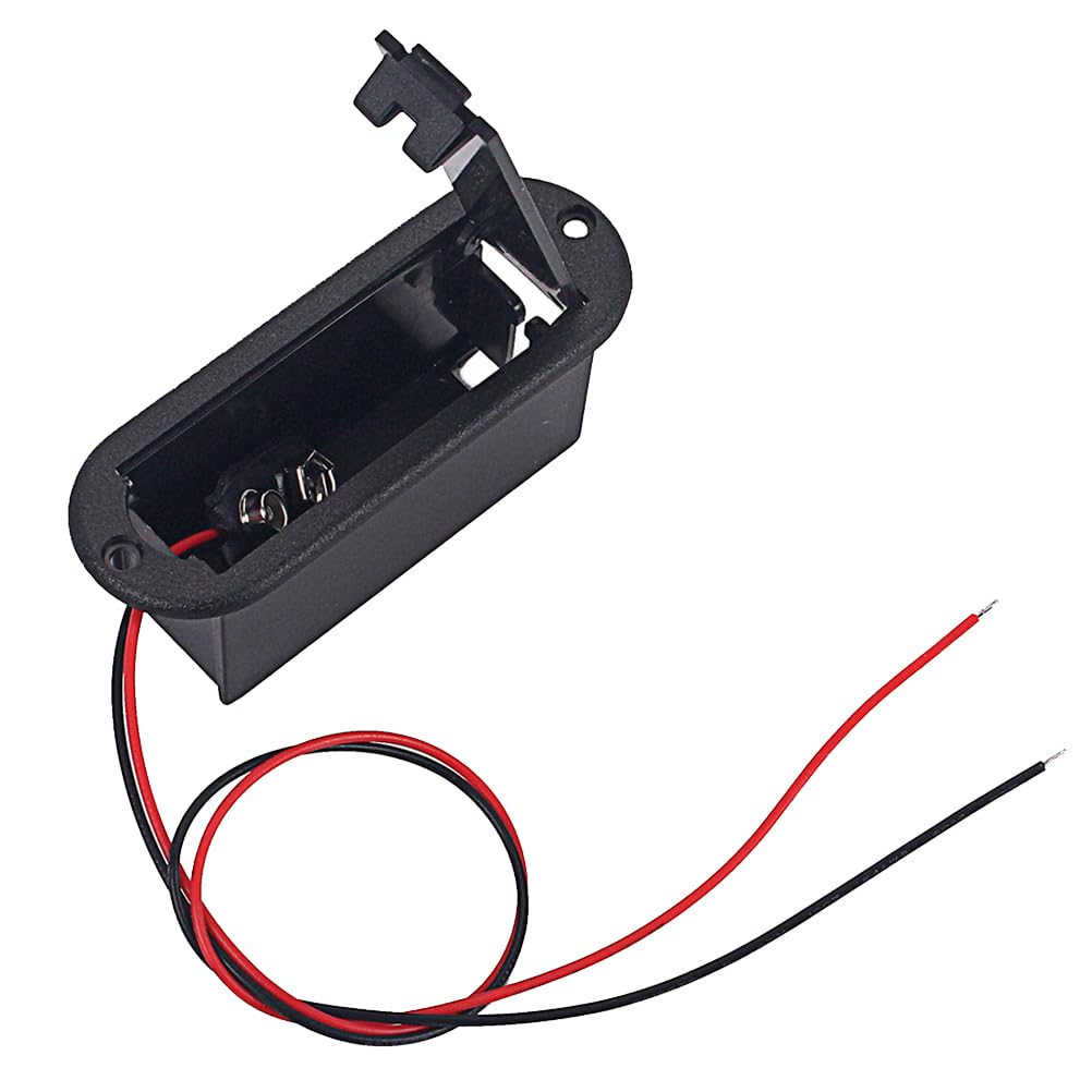 Healifty 9V Battery Holder Case for Active Guitar & Bass Pickups - Black Guitar Accessory with Battery Cable | Perfect for Electric Guitar Maintenance & On-Stage Performance