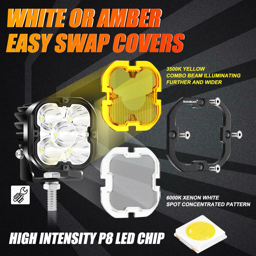 80W 9600LM 3 Inch LED Fog Lights Kit - White/Yellow Beam Compatible with 2012-2022 Toyota Tacoma, 2010-2022 4Runner, 2014-2022 Tundra - Perfect for Off-Roading, Night Driving & Foggy Conditions