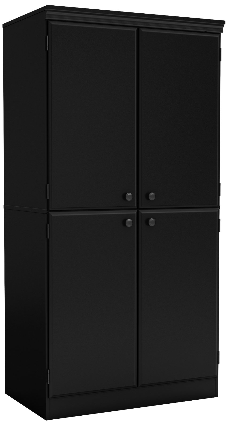 South Shore Tall 4-Door Storage Cabinet with Adjustable Shelves, Pure Black - Perfect for Home Office, Living Room & Bedroom Organization