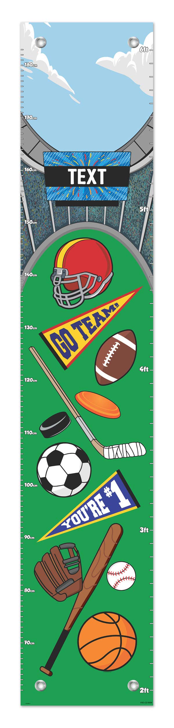 Personalized Sports Theme Growth Chart for Kids - Wall Decor & Child Measurement Ruler - Perfect for Bedroom, Nursery, and Playroom Decorations