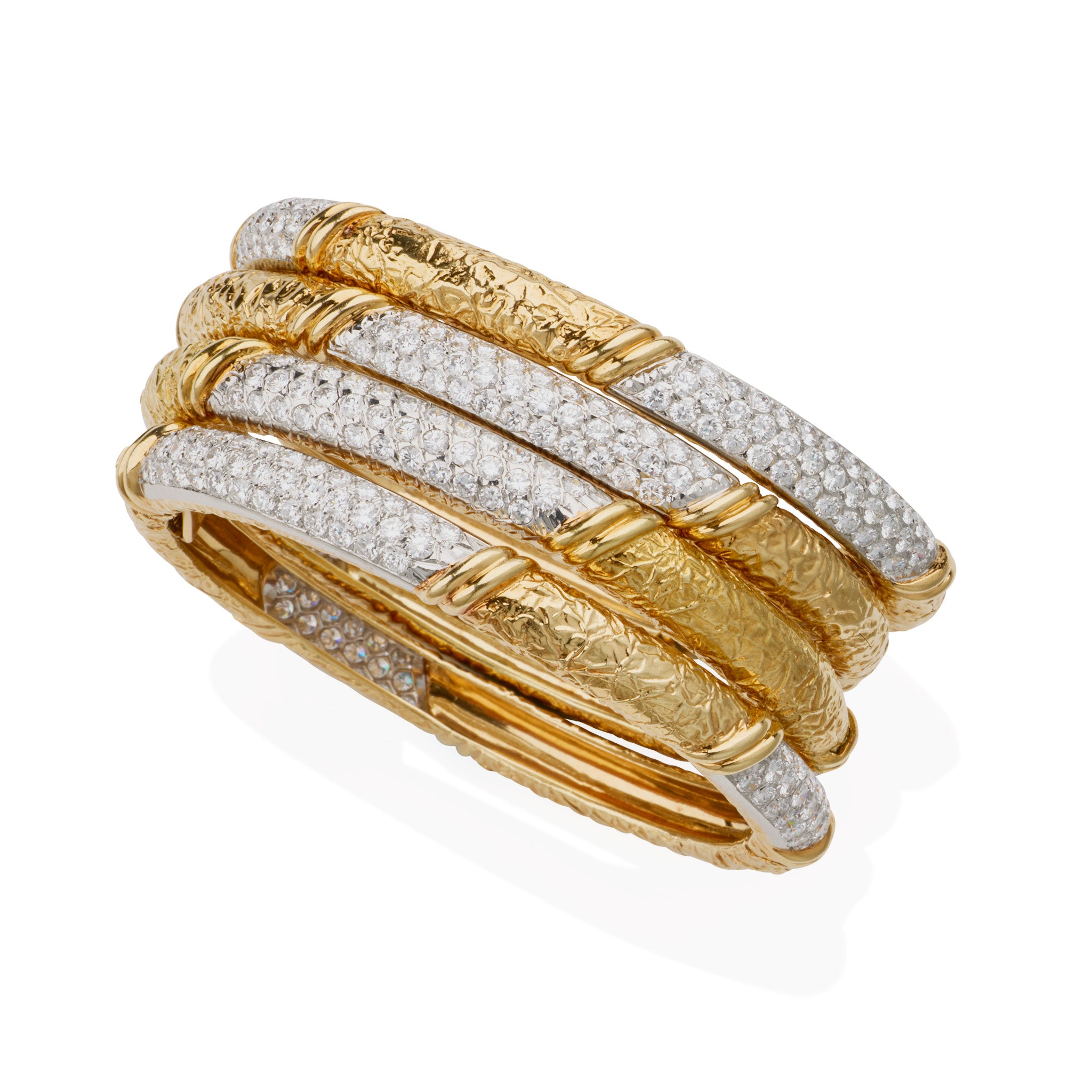 Vintage 1970s Van Cleef & Arpels Diamond Bangle Bracelets Set of 4 - Luxury Jewelry for Women, Perfect for Weddings, Anniversaries & Special Occasions