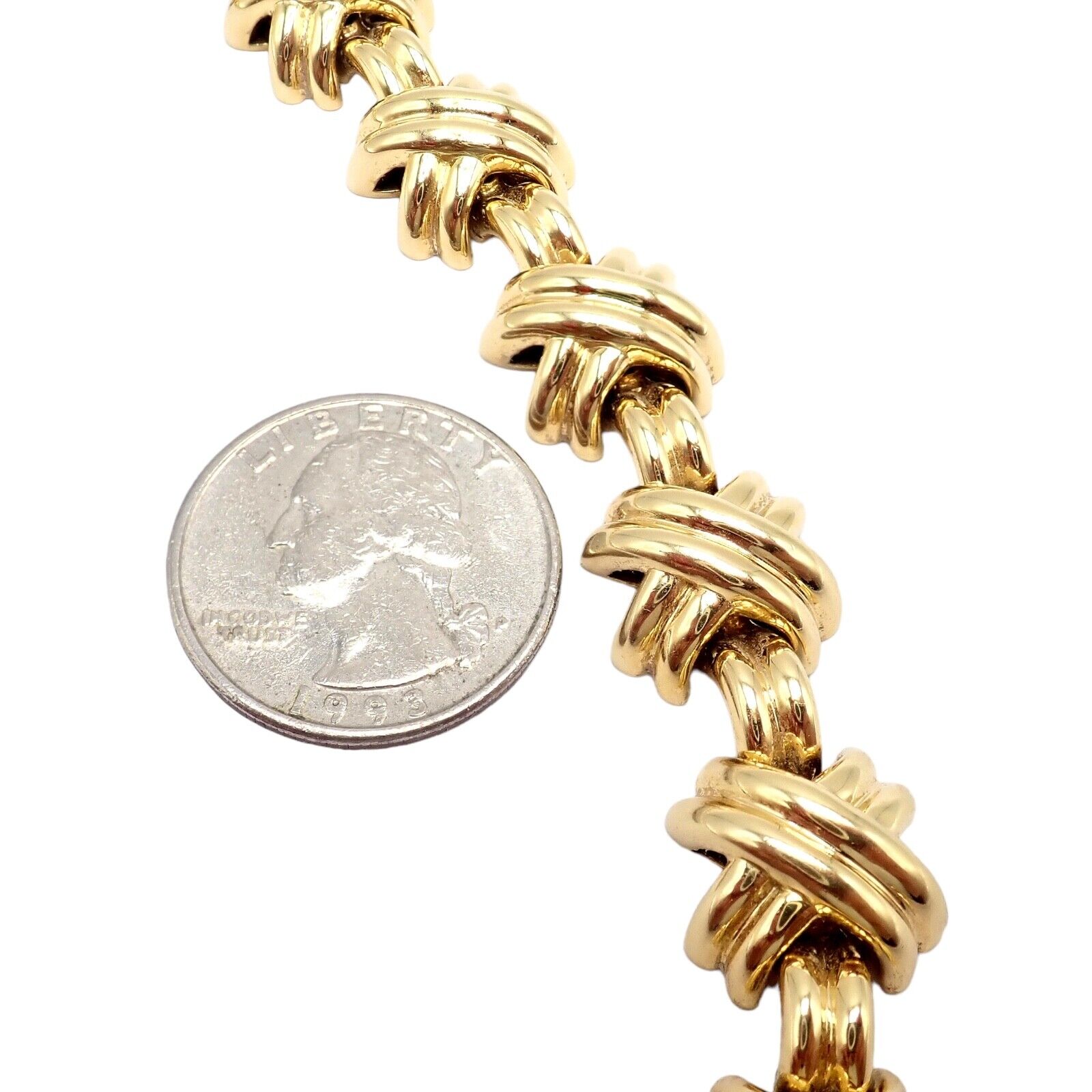 Vintage Tiffany & Co. 18k Yellow Gold Large X Classic Signature Necklace | Elegant Jewelry for Women | Perfect for Weddings, Anniversaries & Special Occasions