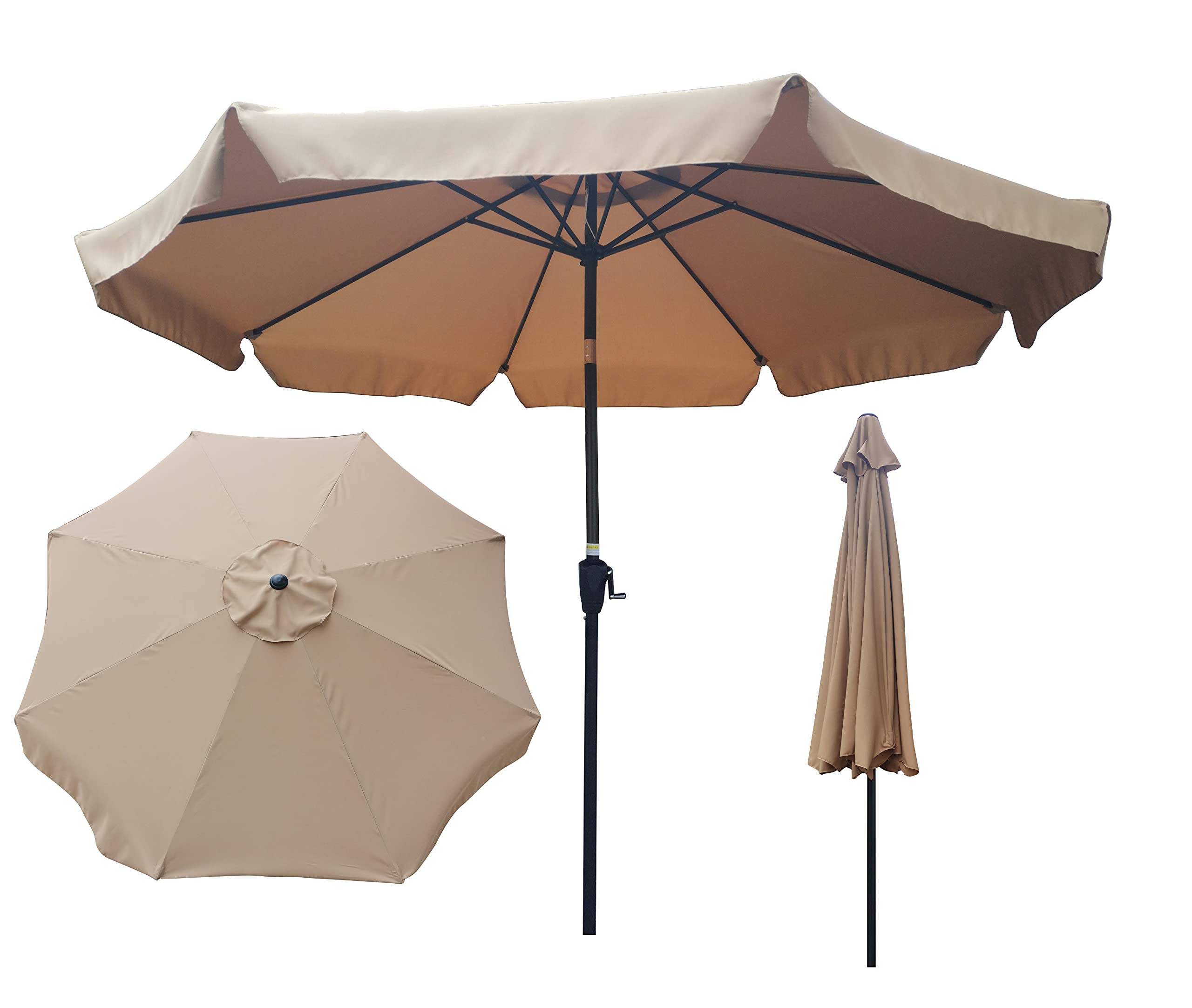 10 ft Round Patio Umbrella with Crank & Tilt - Outdoor Market Table Umbrella for Garden, Deck, Backyard, Pool - UV Protection Sun Shade for Outdoor Dining & Relaxation