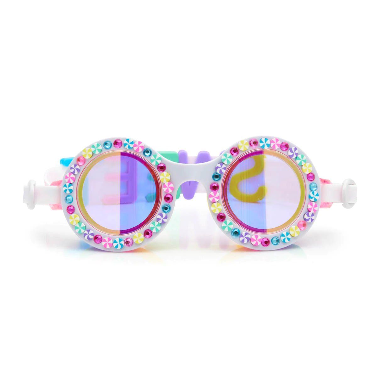 Rainbow Ribbon Bright Stripe Swimming Goggles - UV Protection, Anti-Fog for Kids & Adults - Perfect for Pool, Beach & Water Sports
