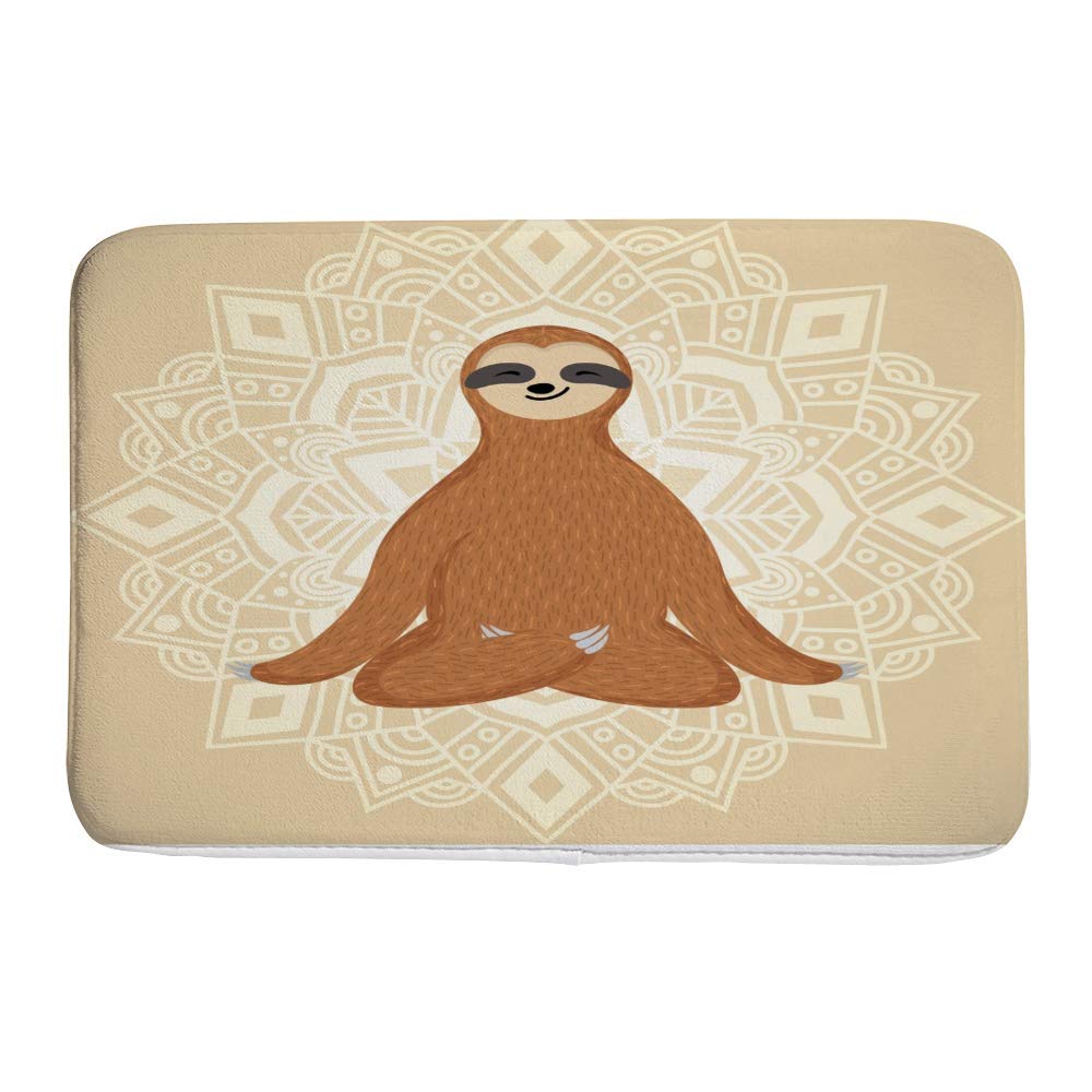 Non-Slip Bath Rug - Soft Microfiber Velvet Bath Mat with Cute Sloth Design, Absorbent Shower Carpet for Bathroom, Yoga & Entryway (31x20 Inches) - Perfect for Wet Floors, Front Door & Home Decor