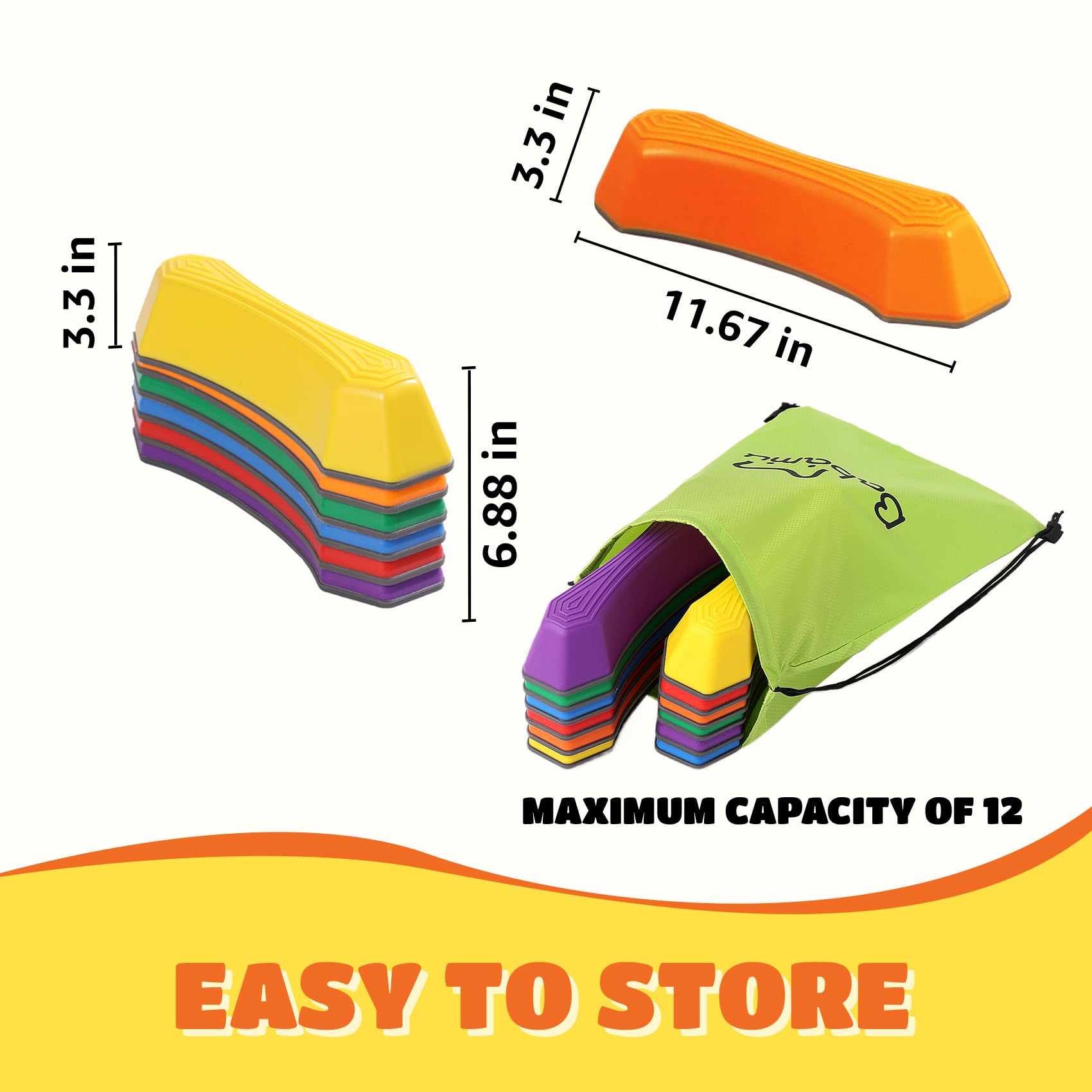 Non-Slip Stepping Stones for Kids - Balance Beam Sensory Toys for Toddlers | Improve Coordination & Stability | Outdoor Play Equipment for Backyard, Garden & Playroom Activities