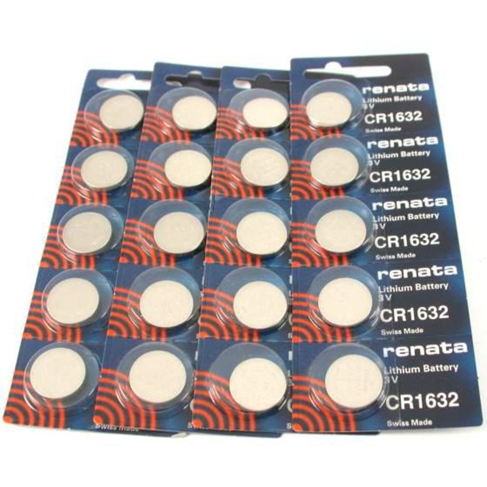 Renata CR1632 Lithium Coin Cell Watch Batteries - 20 Pack - Long-Lasting Power for Watches, Calculators, Key Fobs & Medical Devices