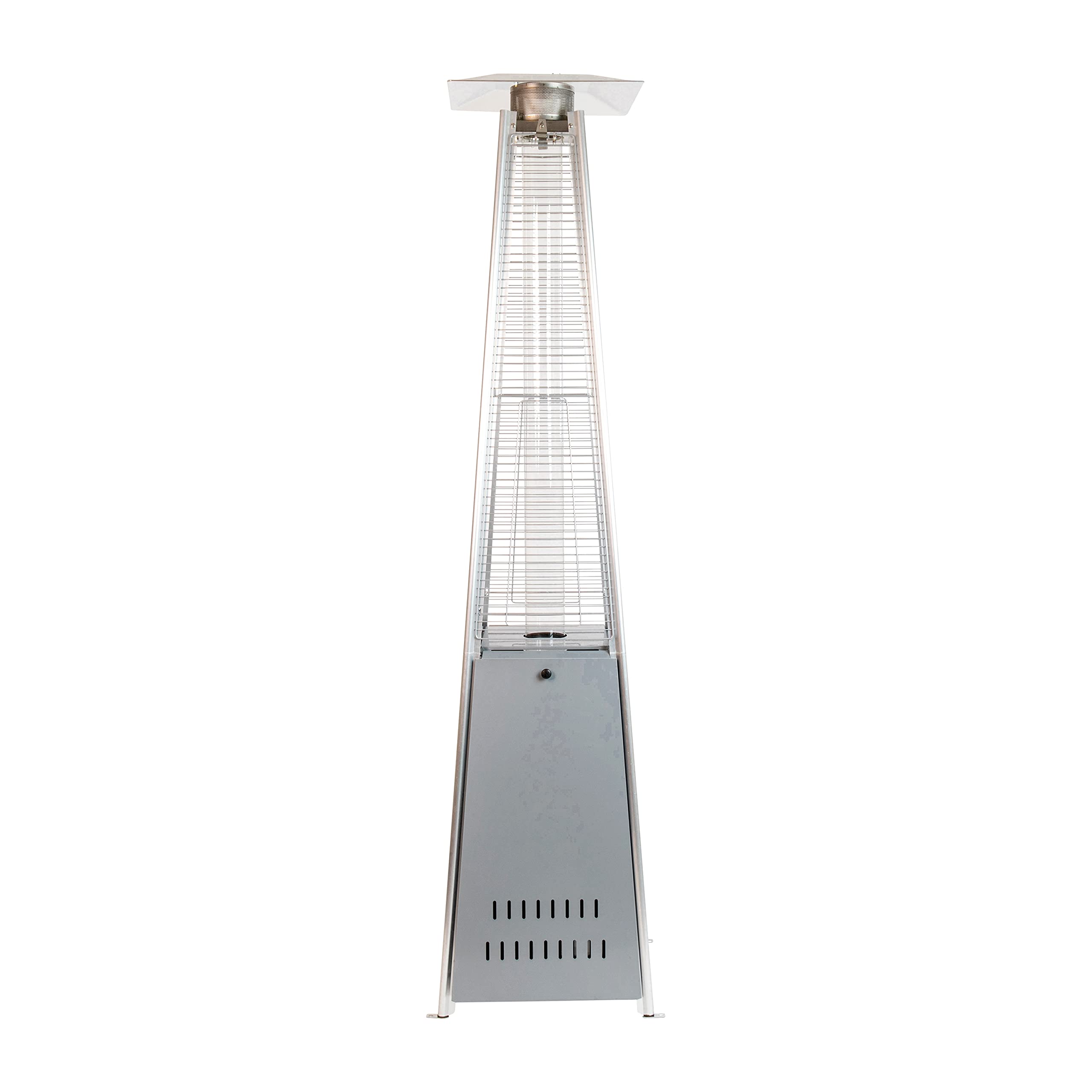 **Merrick Lane 7.5ft Silver Pyramid Outdoor Patio Heater - Portable & Tall Backyard Heater for Deck, Garden, and Restaurant Use**