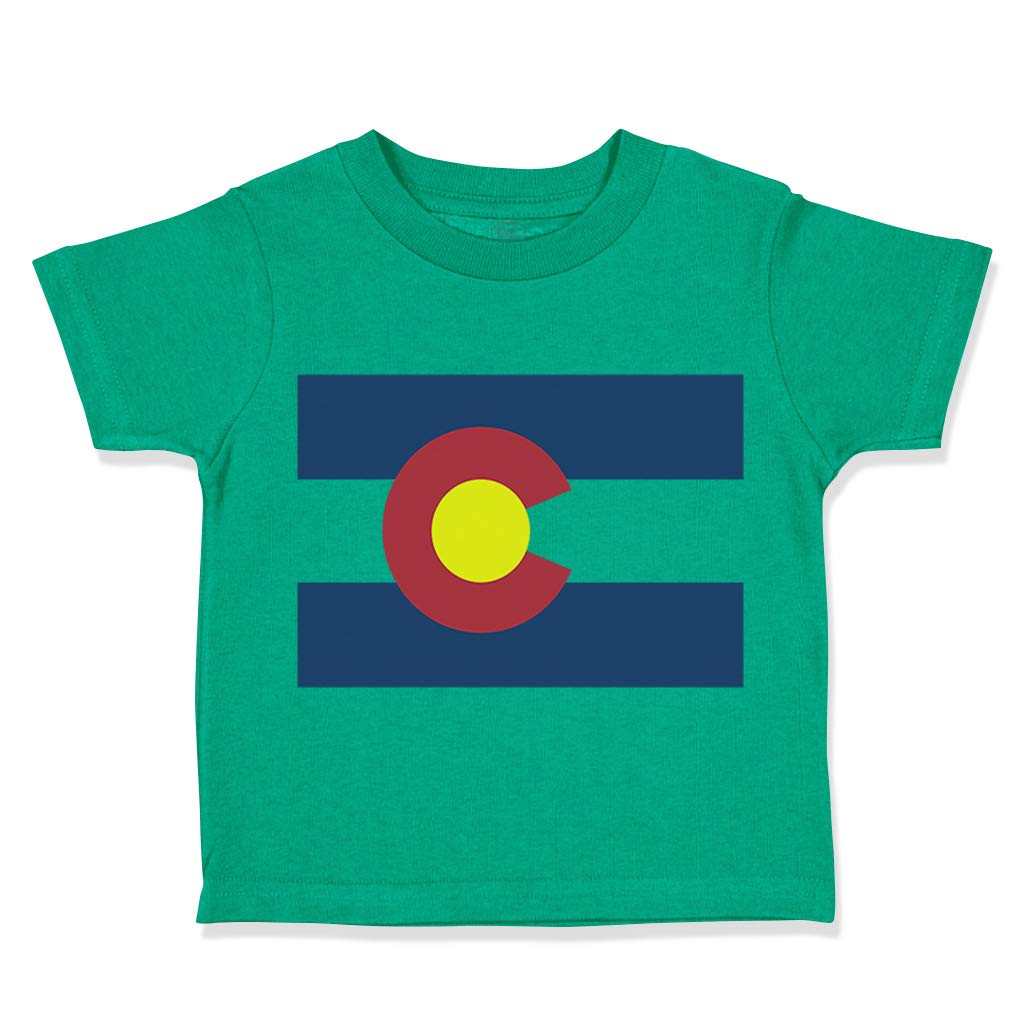 Colorado Flag Map Cotton Toddler T-Shirt - Soft & Comfortable Baby Boy & Girl Funny Tee for Playdates, Family Outings & Holiday Celebrations