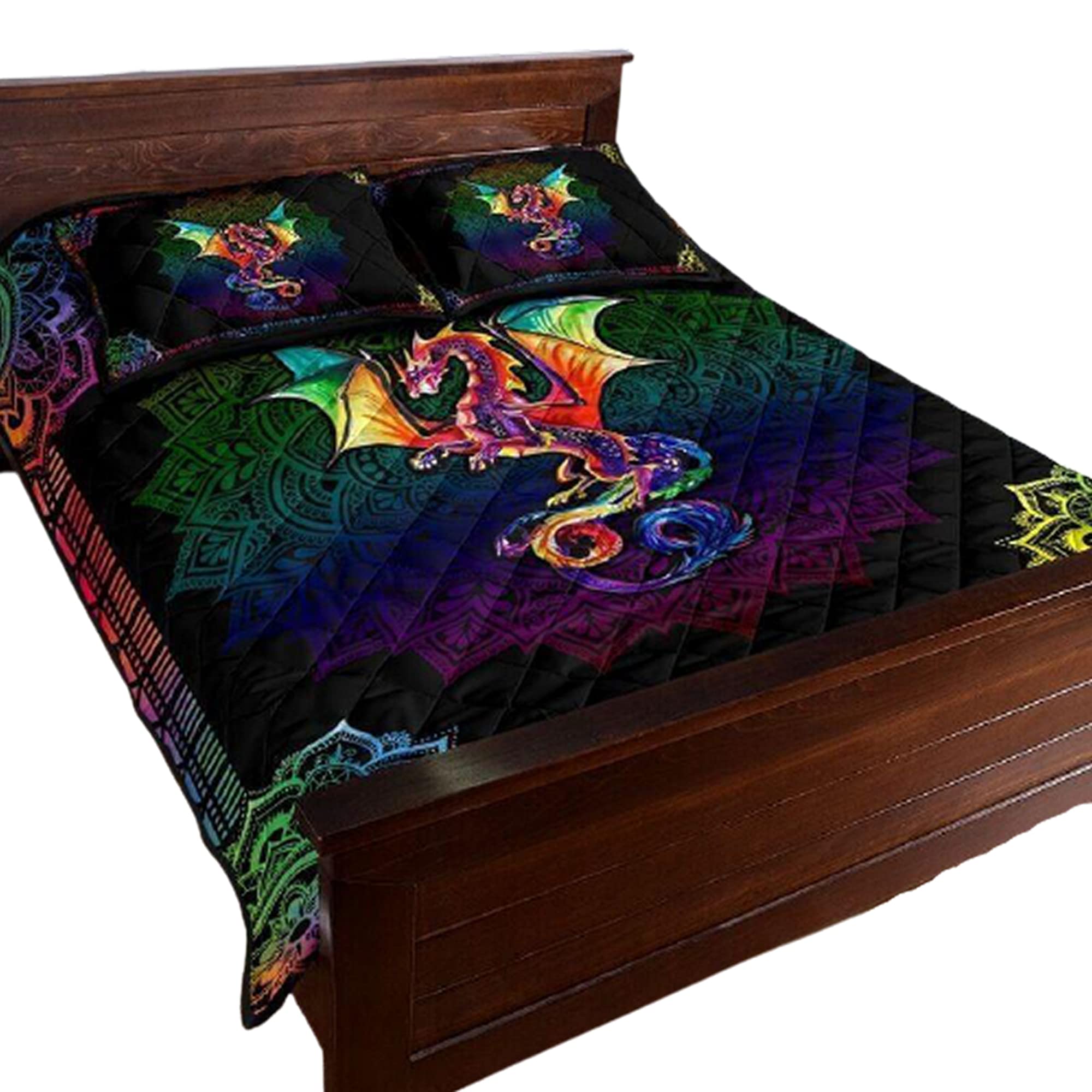 3D Dragon Mandala Bedding Set - Full/King Size for Bohemian Bedroom Decor