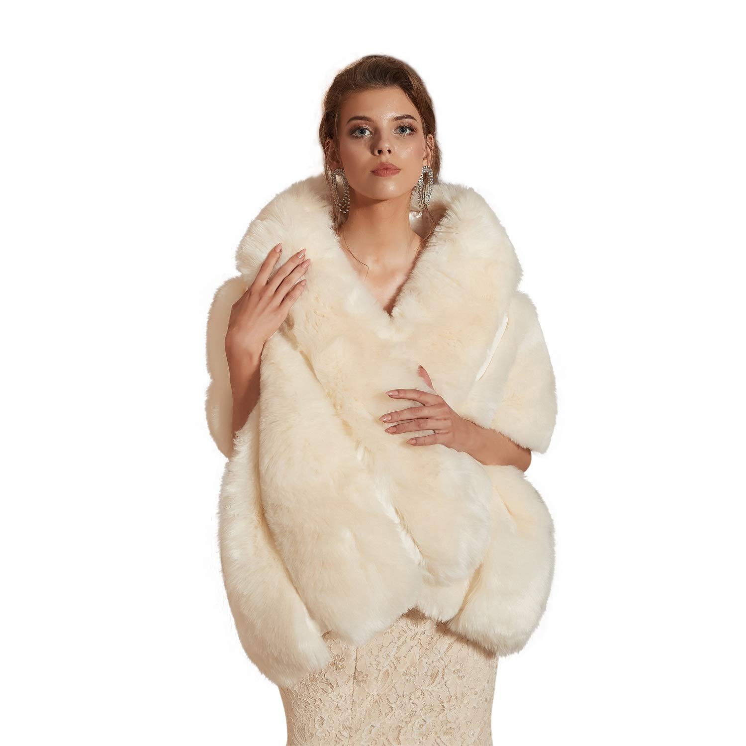 Elegant Women's Wedding Shrug Stole Wrap Cape Shawl - Lace Bridal Cover-Up for Ceremony, Reception & Formal Events