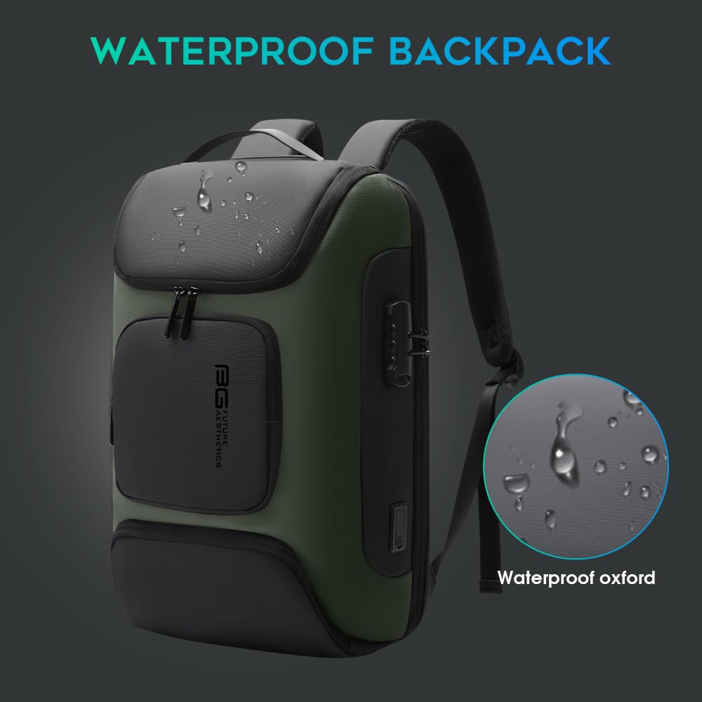 BANGE Anti-Theft Business Laptop Backpack with USB Charging Port - 15.6 Inch Water-Resistant Travel Backpack for Men & Women - Perfect for Office Commute, College, Business Trips & Airplane Carry-On