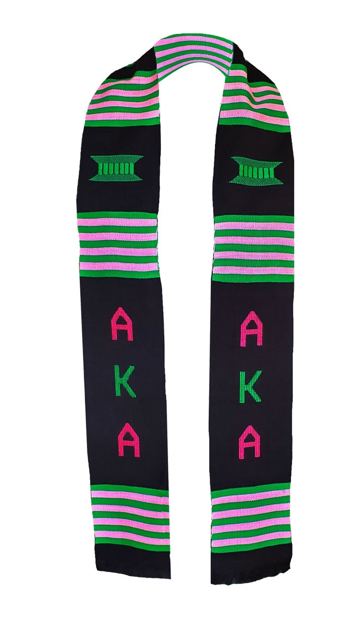 Black, Pink & Green Kente Cloth Stole - African Graduation Sash for Ceremonies, Kwanzaa & Cultural Events | Perfect for Graduation, Weddings & Festivals