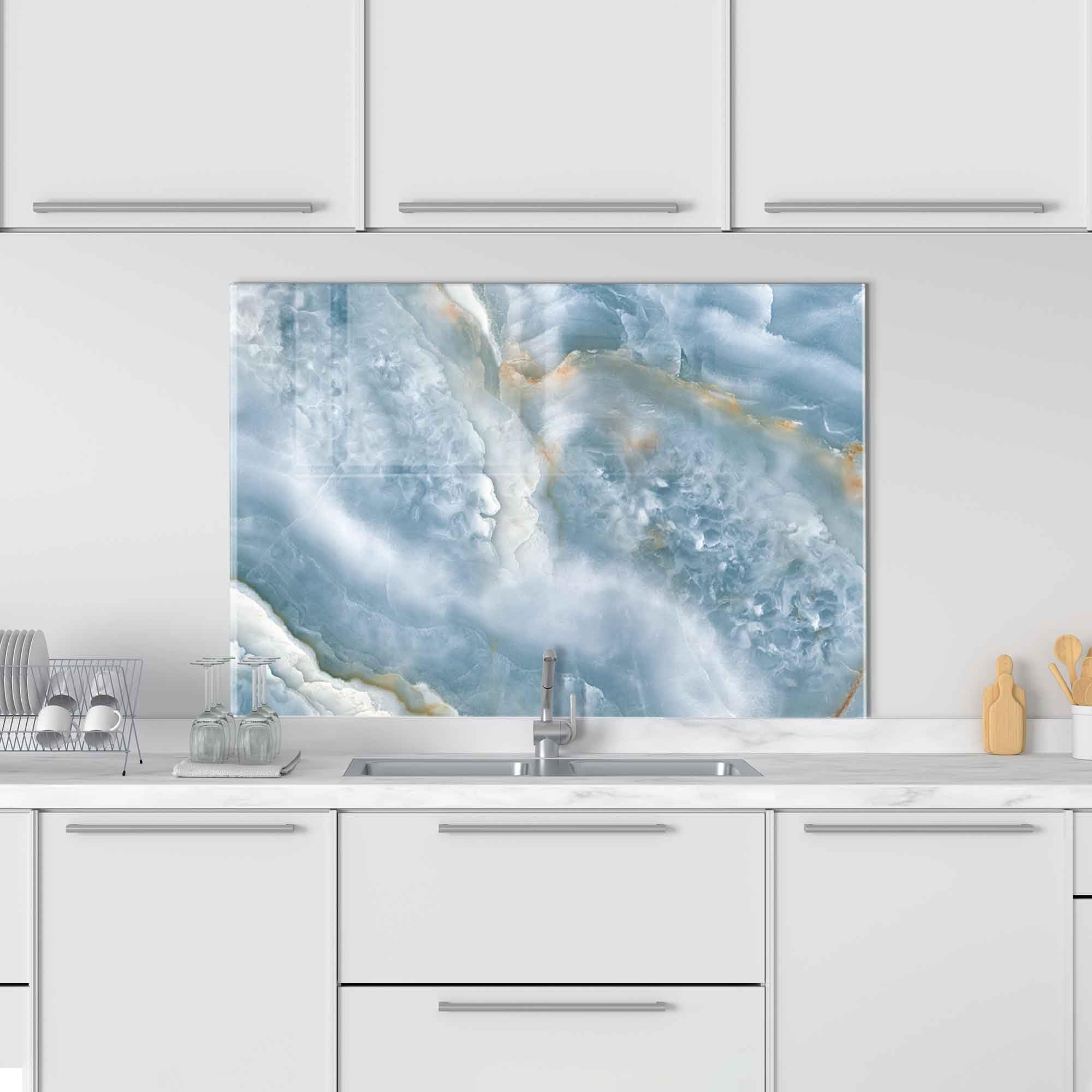 Roggmard Tempered Glass Kitchen Backsplash - 30x24 Inch (76x61cm) Stove Top Cover & Splash Guard for Sink - Heat Resistant Splashback Tile for Home Kitchen Decor - Perfect for Cooking, Baking & Easy Cleaning
