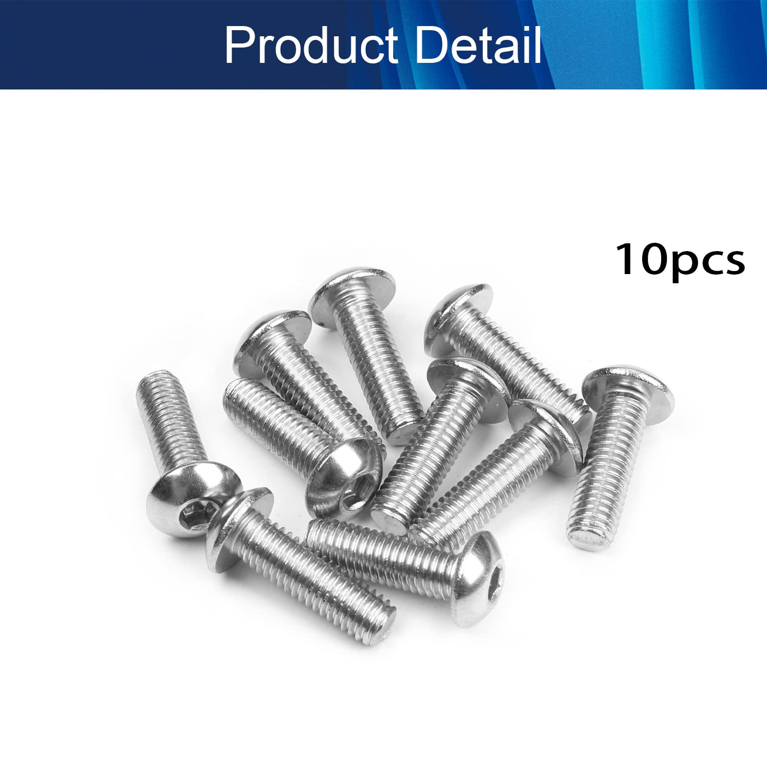 10Pcs M5x16mm Hex Socket Head Machine Screws - Carbon Steel Fasteners for Furniture Assembly