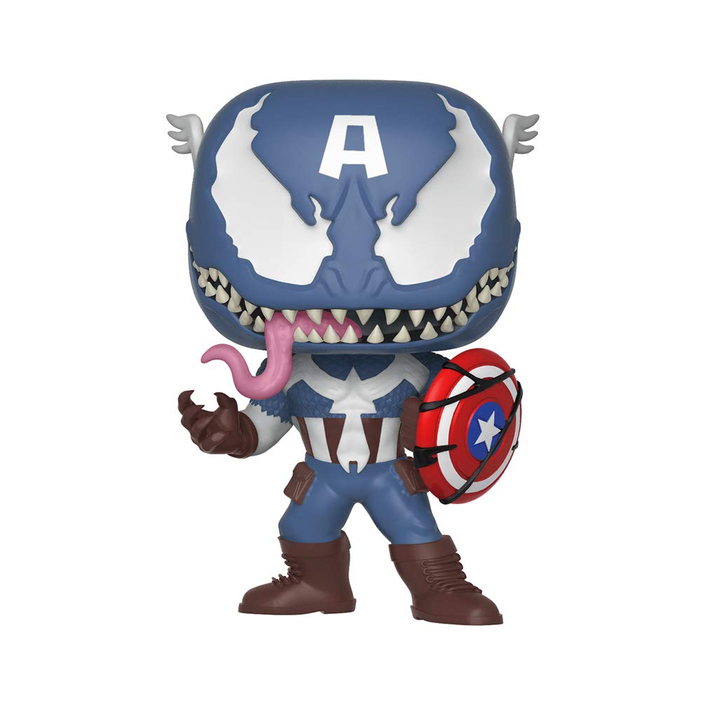 Funko Pop Marvel: Venom Captain America Collectible Action Figure - Multicolor Superhero Vinyl Statue for Marvel Fans & Collectors | Perfect for Home Display, Office Decor, and Gift Giving